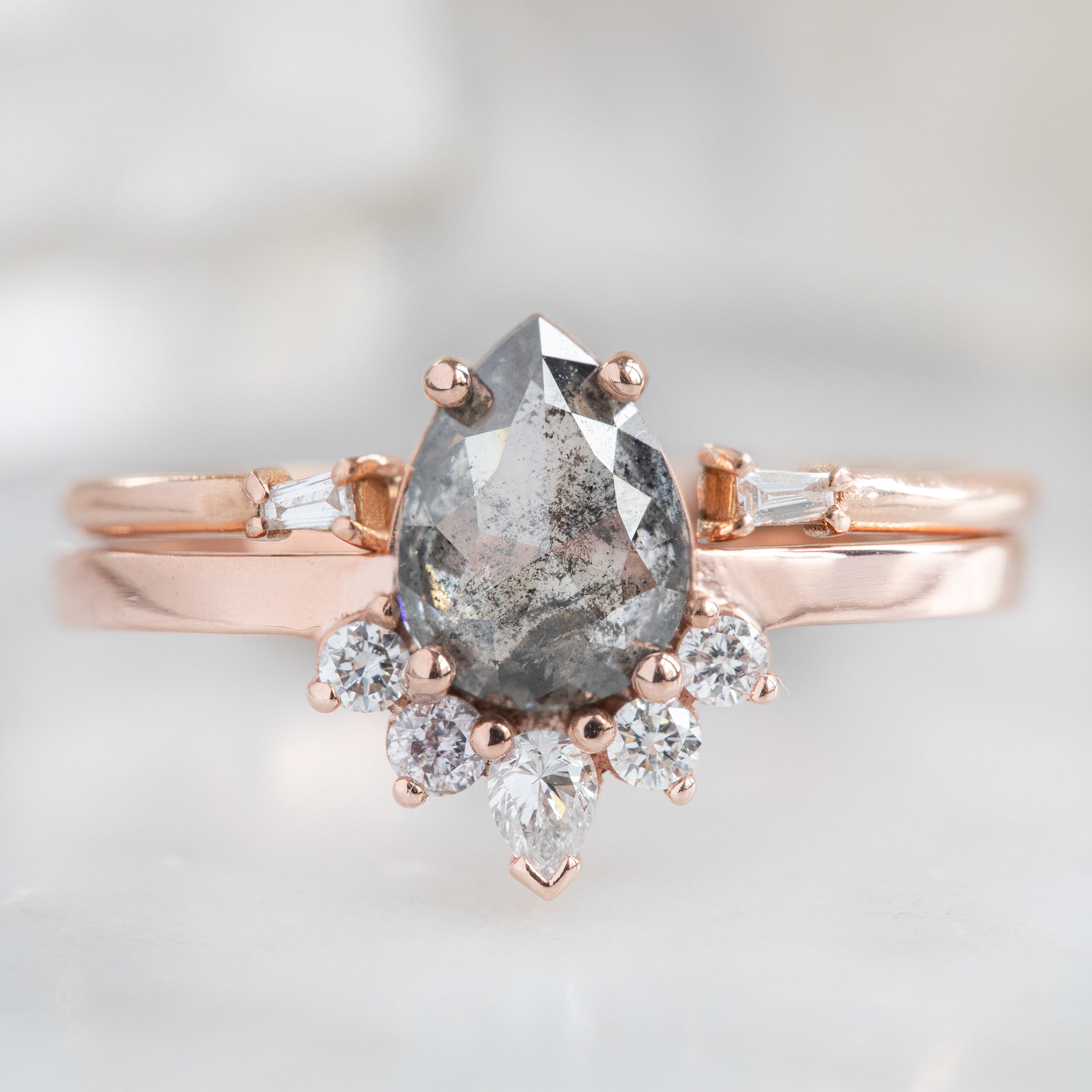 The Aster Ring | Build Your Own Pear Salt and Pepper Diamond Engagement Ring