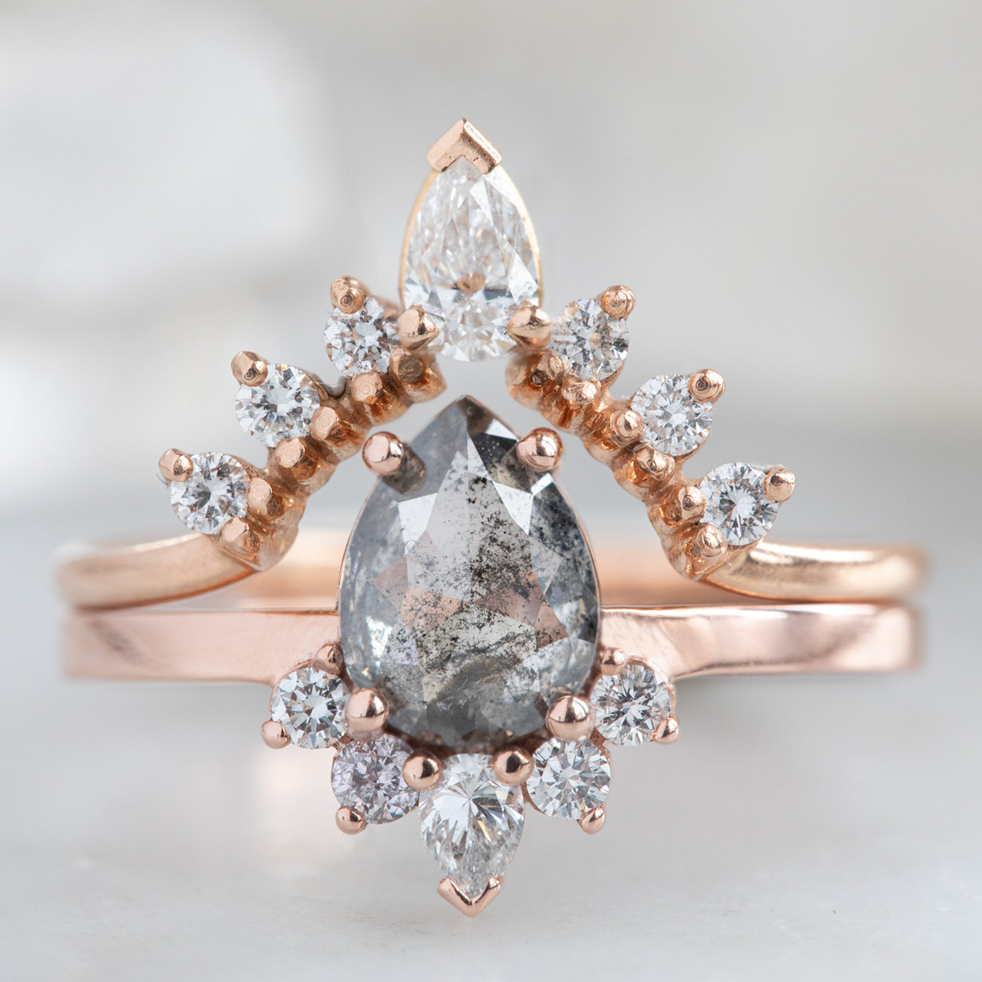 The Aster Ring | Build Your Own Pear Salt and Pepper Diamond Engagement Ring