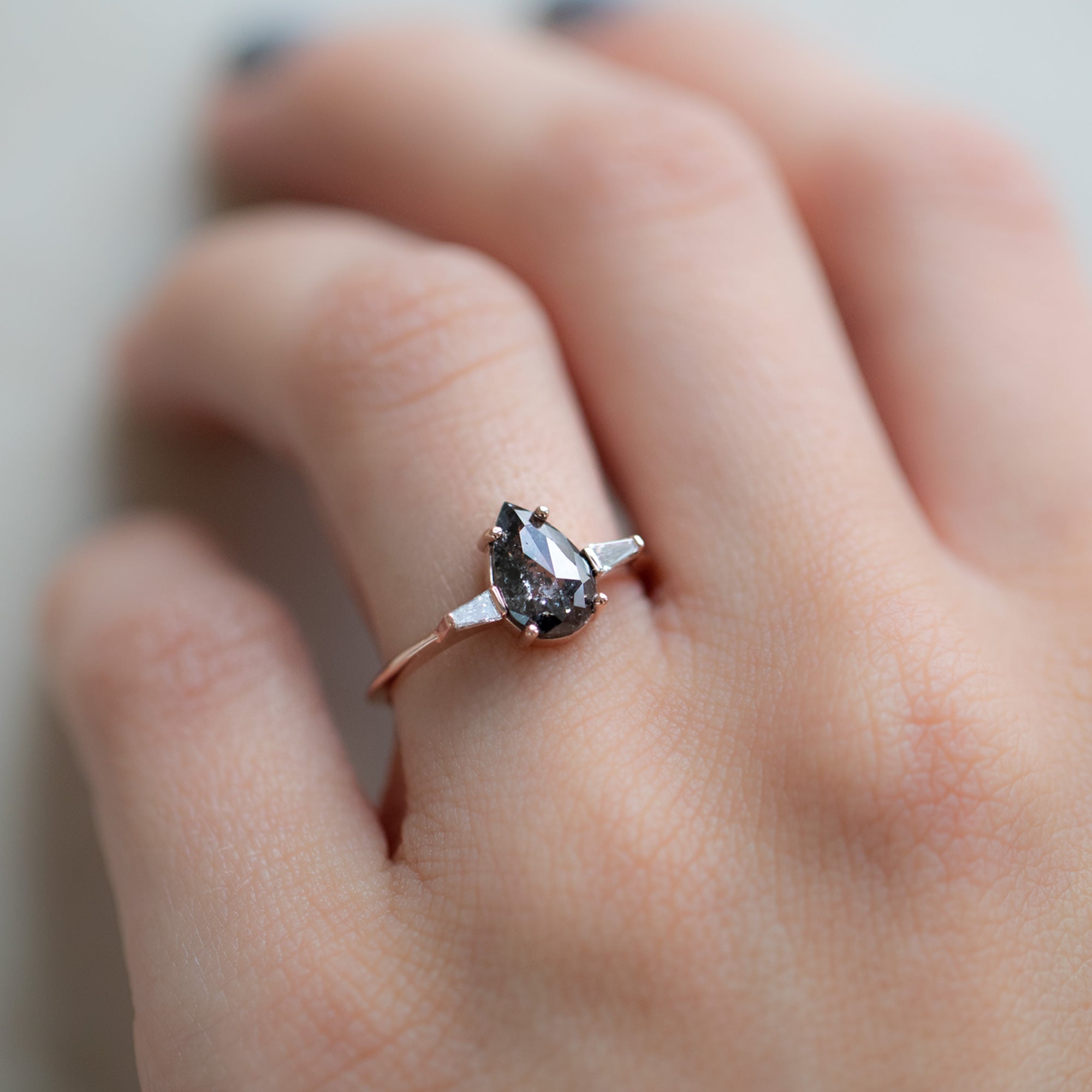 The Ash Ring | Build Your Own Pear Black Diamond Engagement Ring