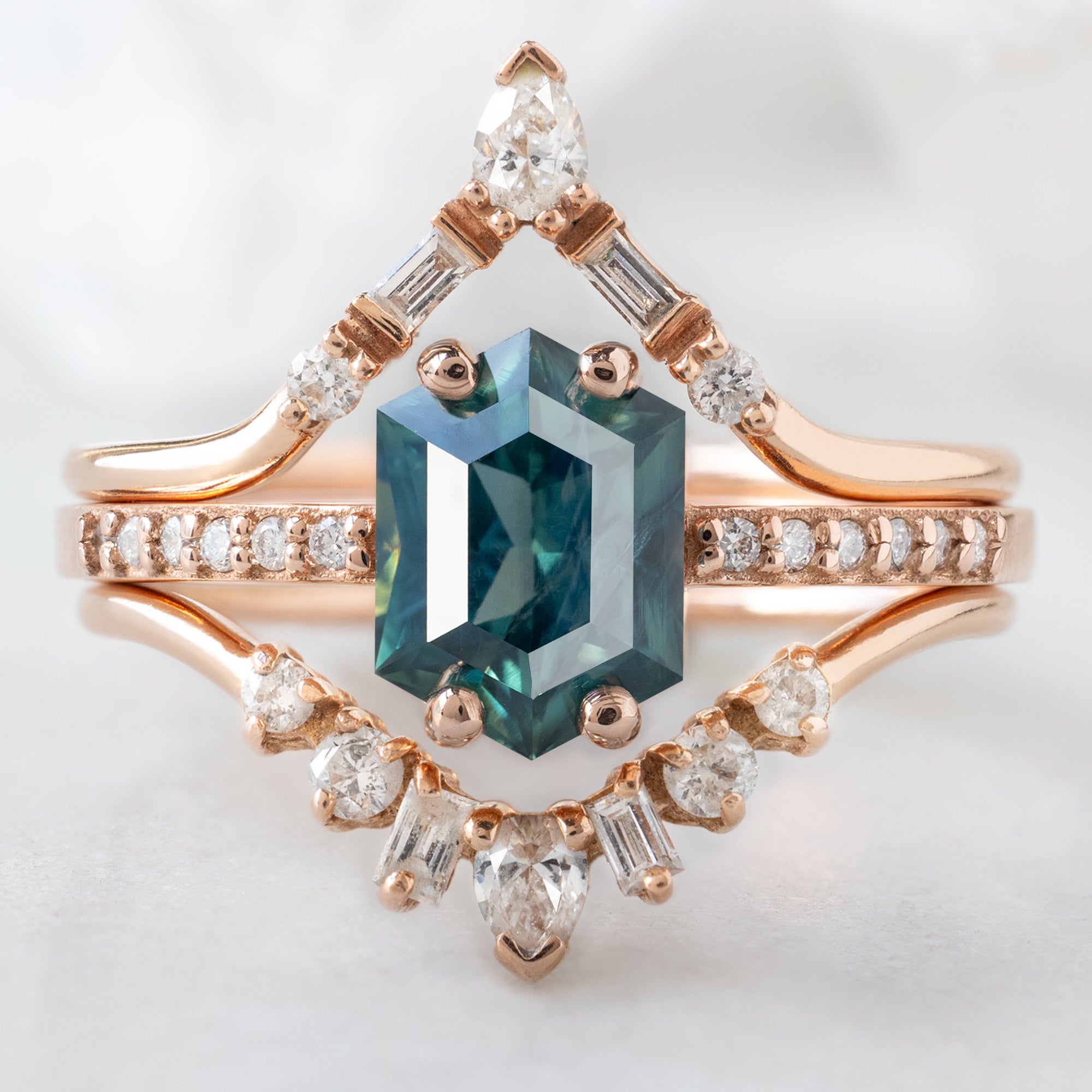 buy:white-diamond-tiara-stacking-band-14k-or-18k-yellow-gold,the-willow-ring-1-28ct-hexagon-blue-sapphire-in-14k-rose-gold,geometric-white-diamond-sunburst-stacking-band-14k-or-18k-yellow-gold