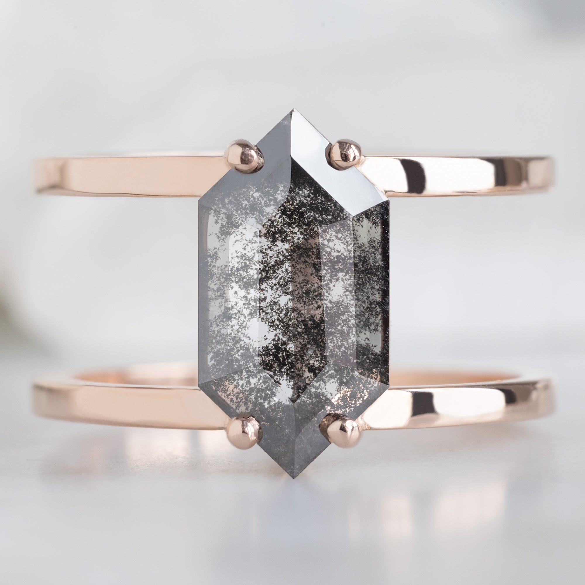 The Poppy Ring | 1.13ct Lab Grown Hexagon Salt and Pepper Diamond