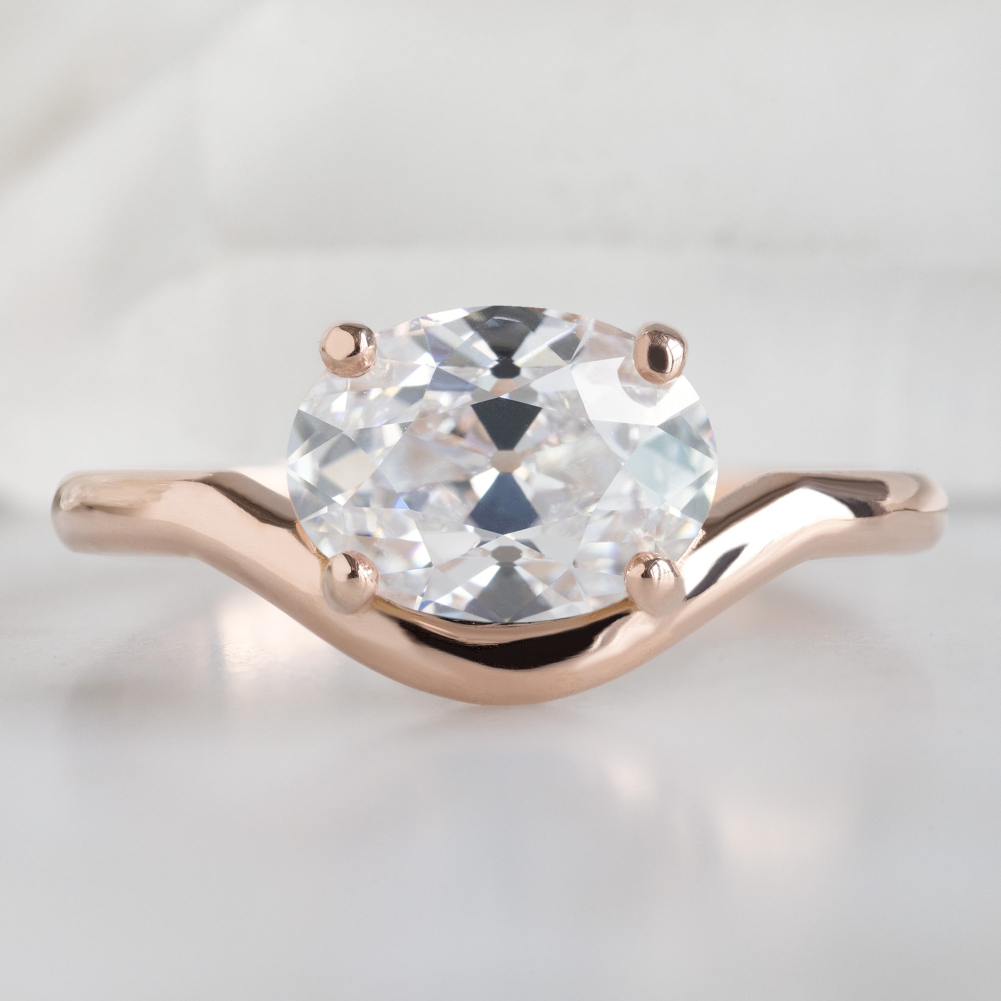 Alexis Russell  Engagement Rings The Wave Ring | 1.51ct Lab Grown Oval White Diamond in 14K Rose Gold