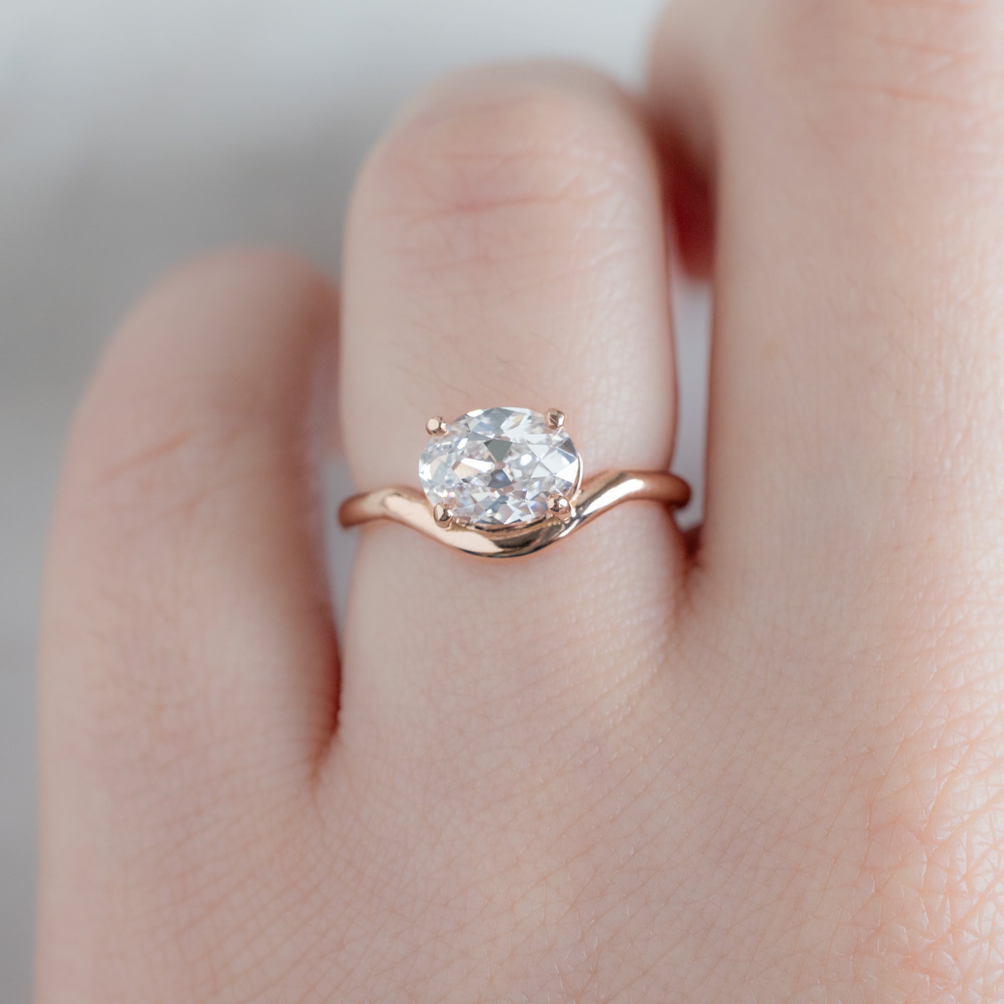 Alexis Russell  Engagement Rings The Wave Ring | 1.51ct Lab Grown Oval White Diamond in 14K Rose Gold