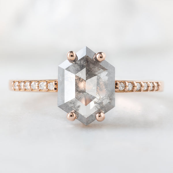 Alexis Russell  Engagement Rings The Willow Ring | 1.08ct Hexagon Salt and Pepper Diamond in 14K Rose Gold