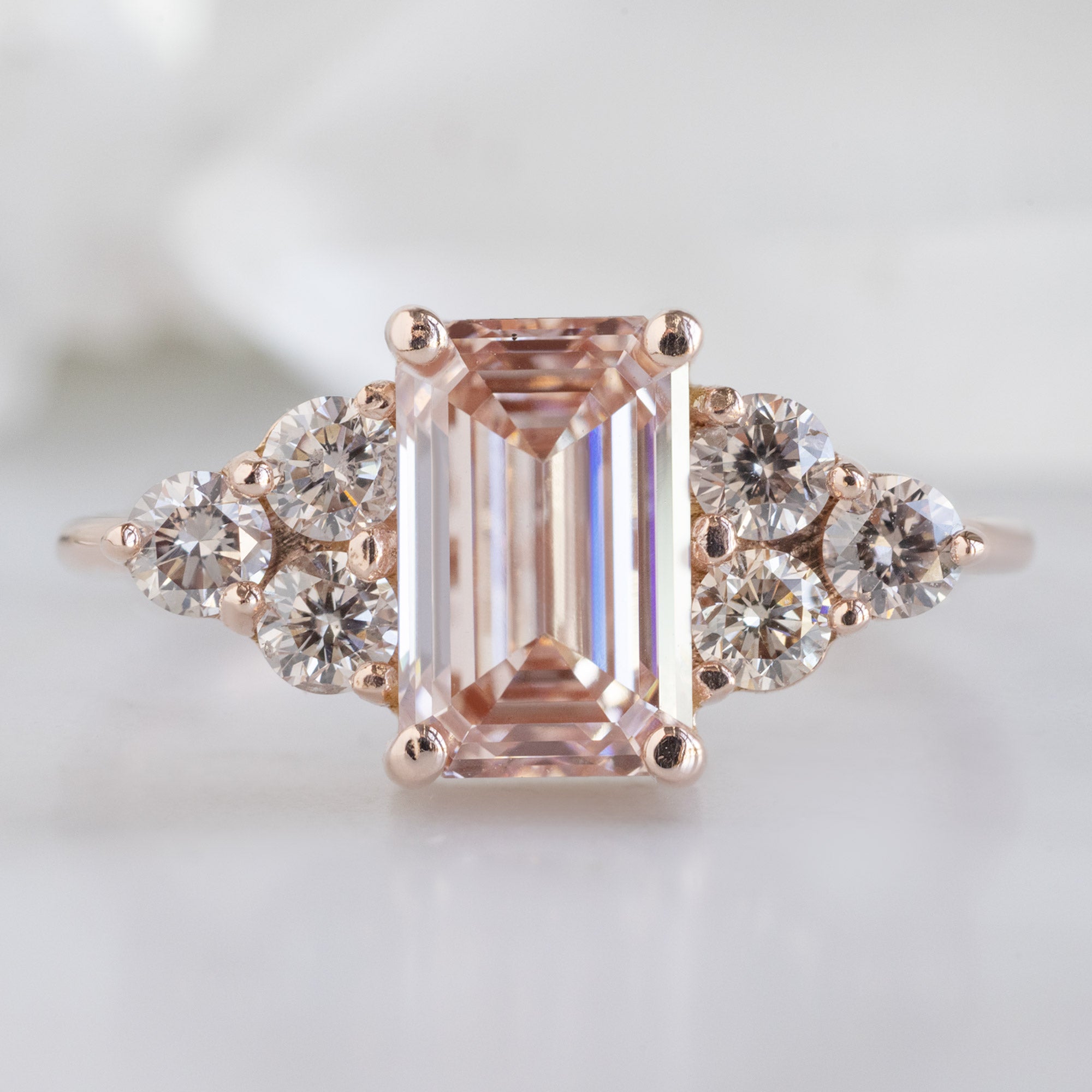 Alexis Russell  Engagement Rings The Ivy Ring | with a 1.65ct Lab Grown Emerald Cut Pink Diamond in 14K Rose Gold