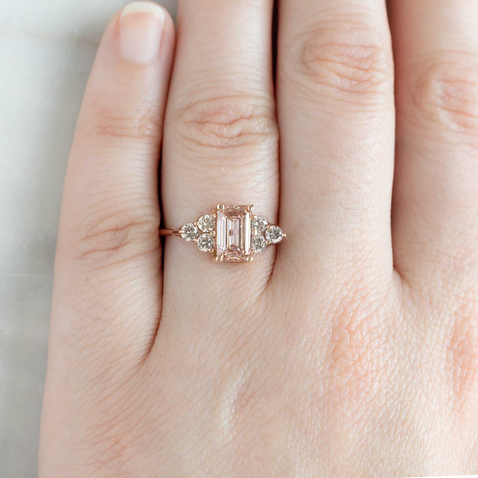 Alexis Russell  Engagement Rings The Ivy Ring | with a 1.65ct Lab Grown Emerald Cut Pink Diamond in 14K Rose Gold
