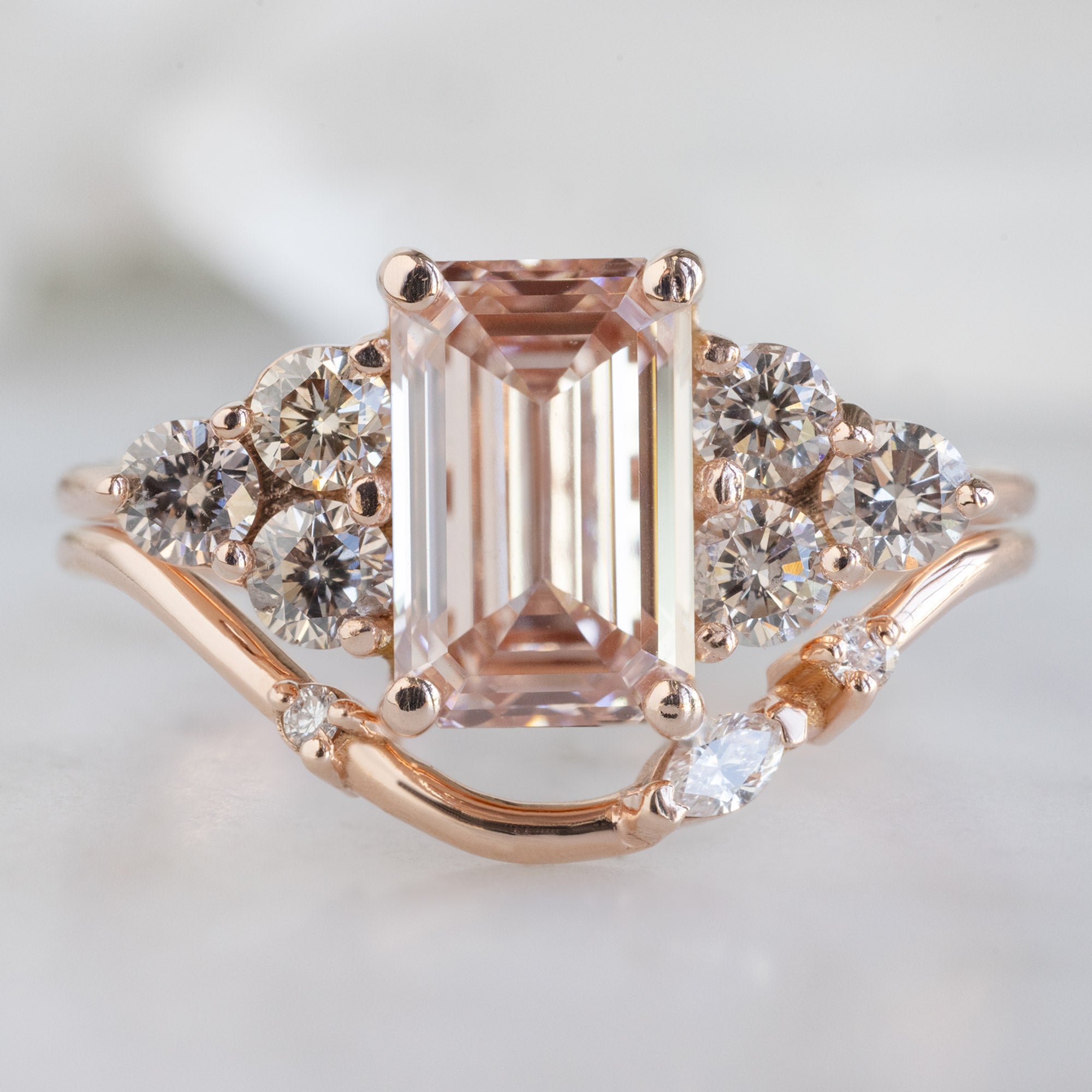 Alexis Russell  Engagement Rings The Ivy Ring | with a 1.65ct Lab Grown Emerald Cut Pink Diamond in 14K Rose Gold