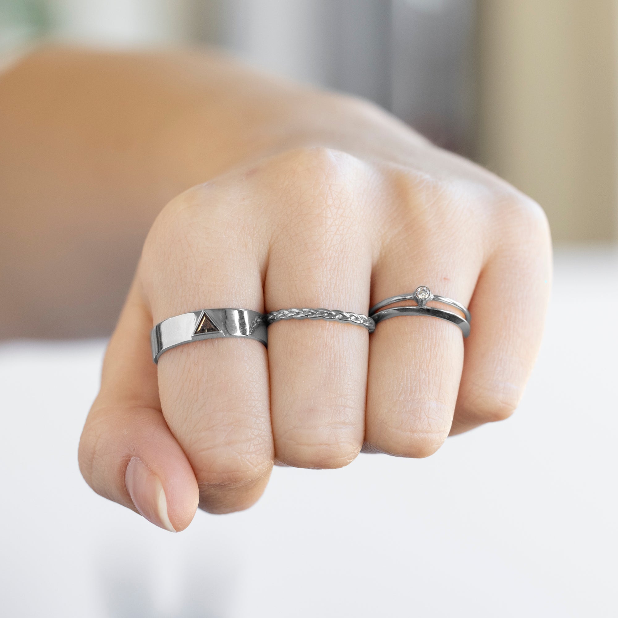 buy:the-cigar-band-0-18ct-trillion-black-diamond-in-14k-white-gold,the-gold-braided-stacking-ring-14k-white-gold,the-teensy-custom-white-diamond-stacking-ring-14k-white-gold,the-unisex-gold-knife-edge-band-14k-white-gold