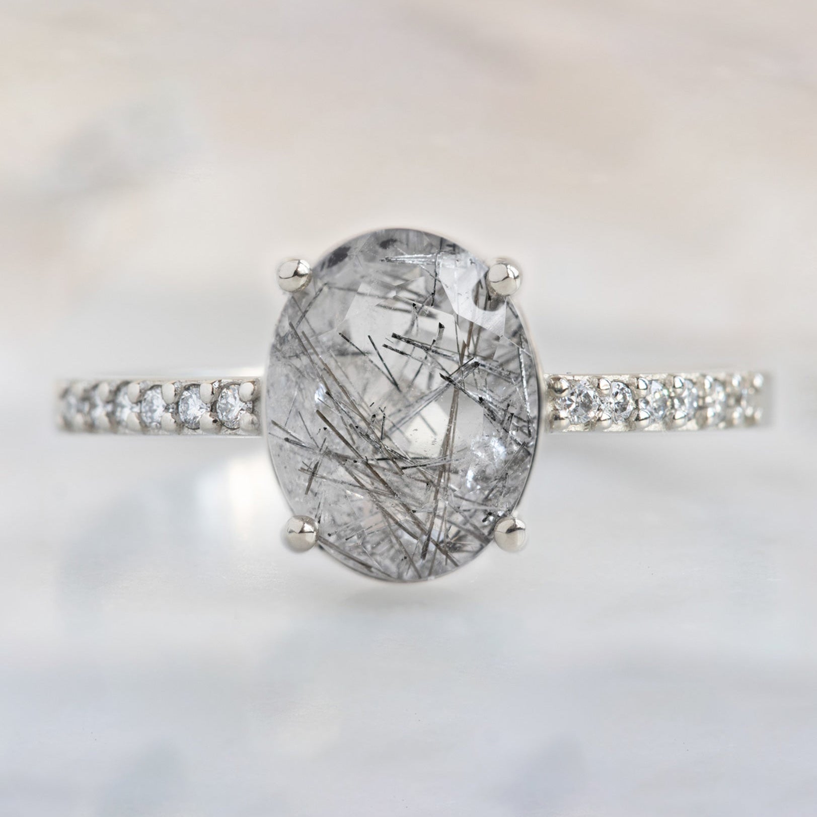 Alexis Russell Engagement Rings The Willow Ring | 1.84ct Oval Tourmaline in Quartz in 14K White Gold-1