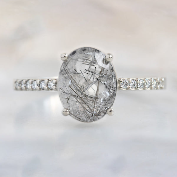 Alexis Russell Engagement Rings The Willow Ring | 1.70ct Oval Tourmaline in Quartz in 14K White Gold