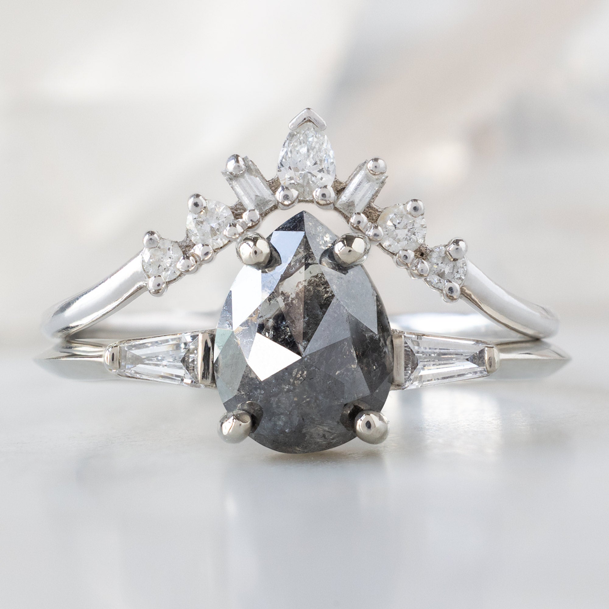 The Ash Ring | Build Your Own Pear Black Diamond Engagement Ring