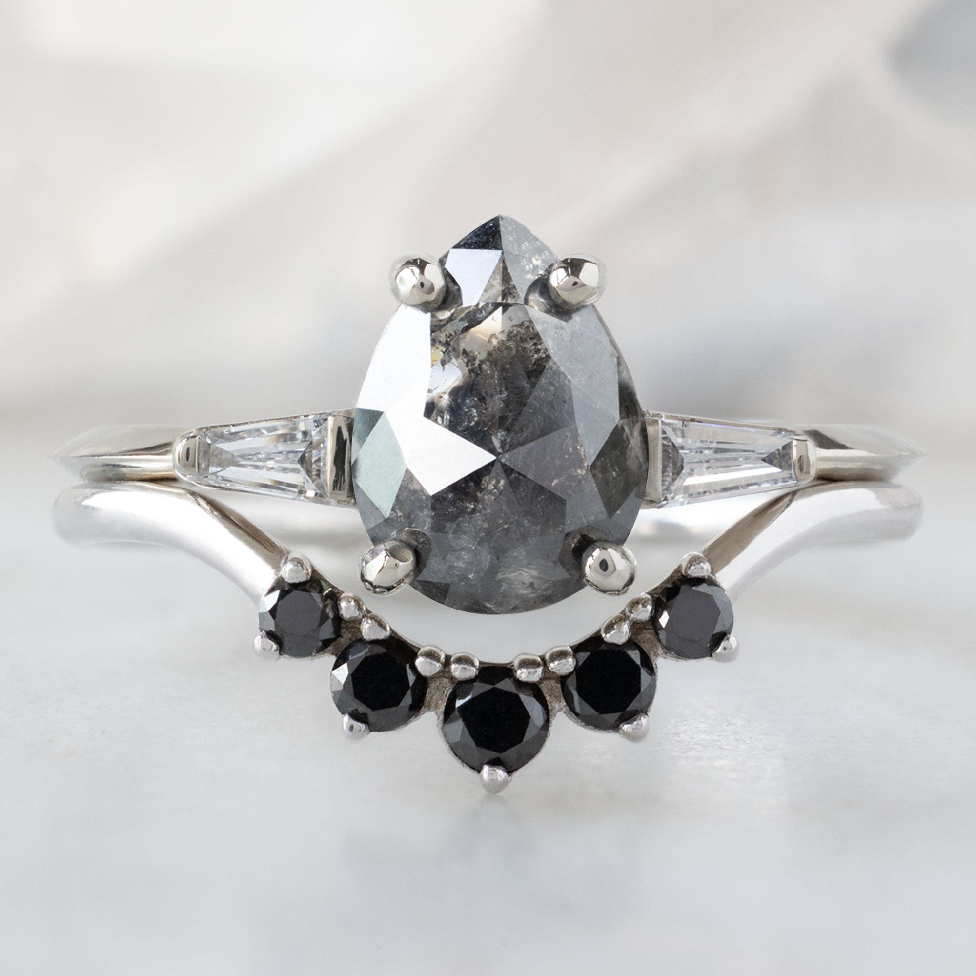 The Ash Ring | Build Your Own Pear Black Diamond Engagement Ring