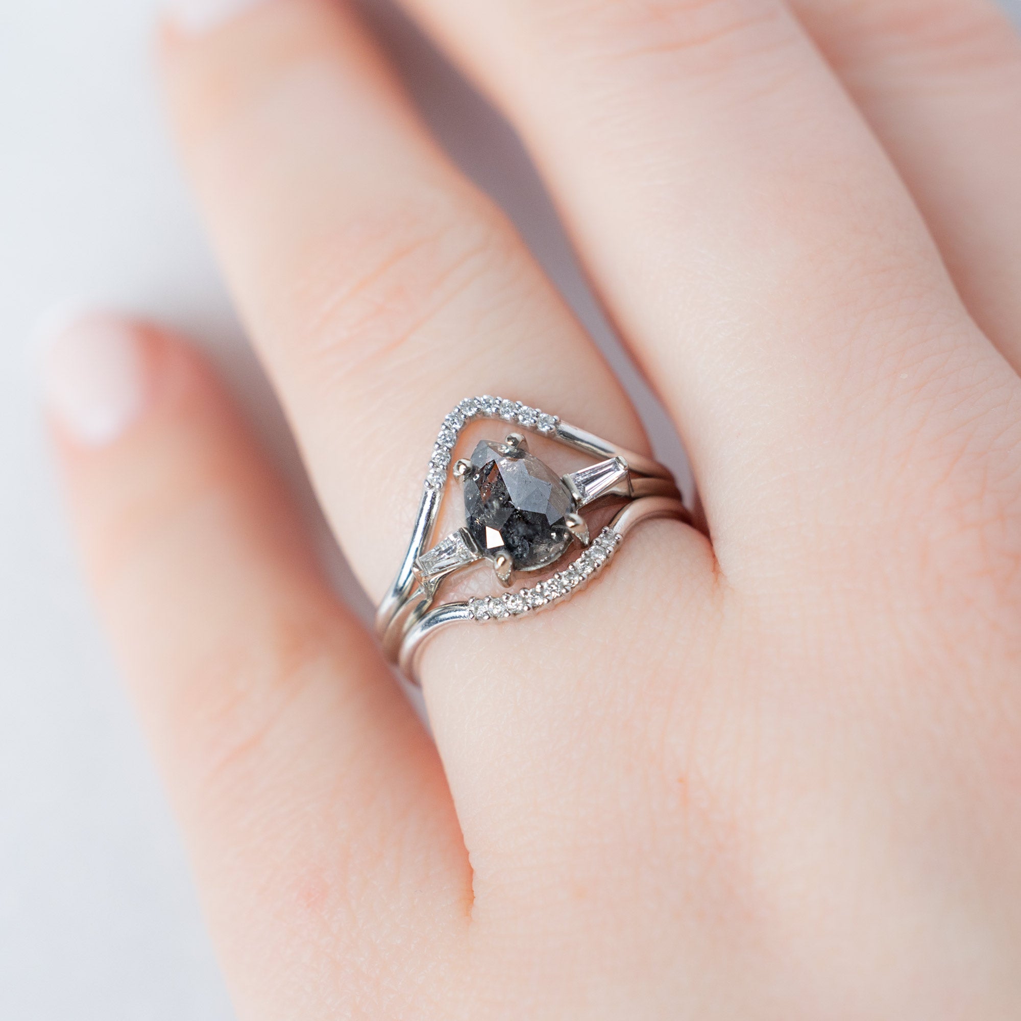 The Ash Ring | Build Your Own Pear Black Diamond Engagement Ring