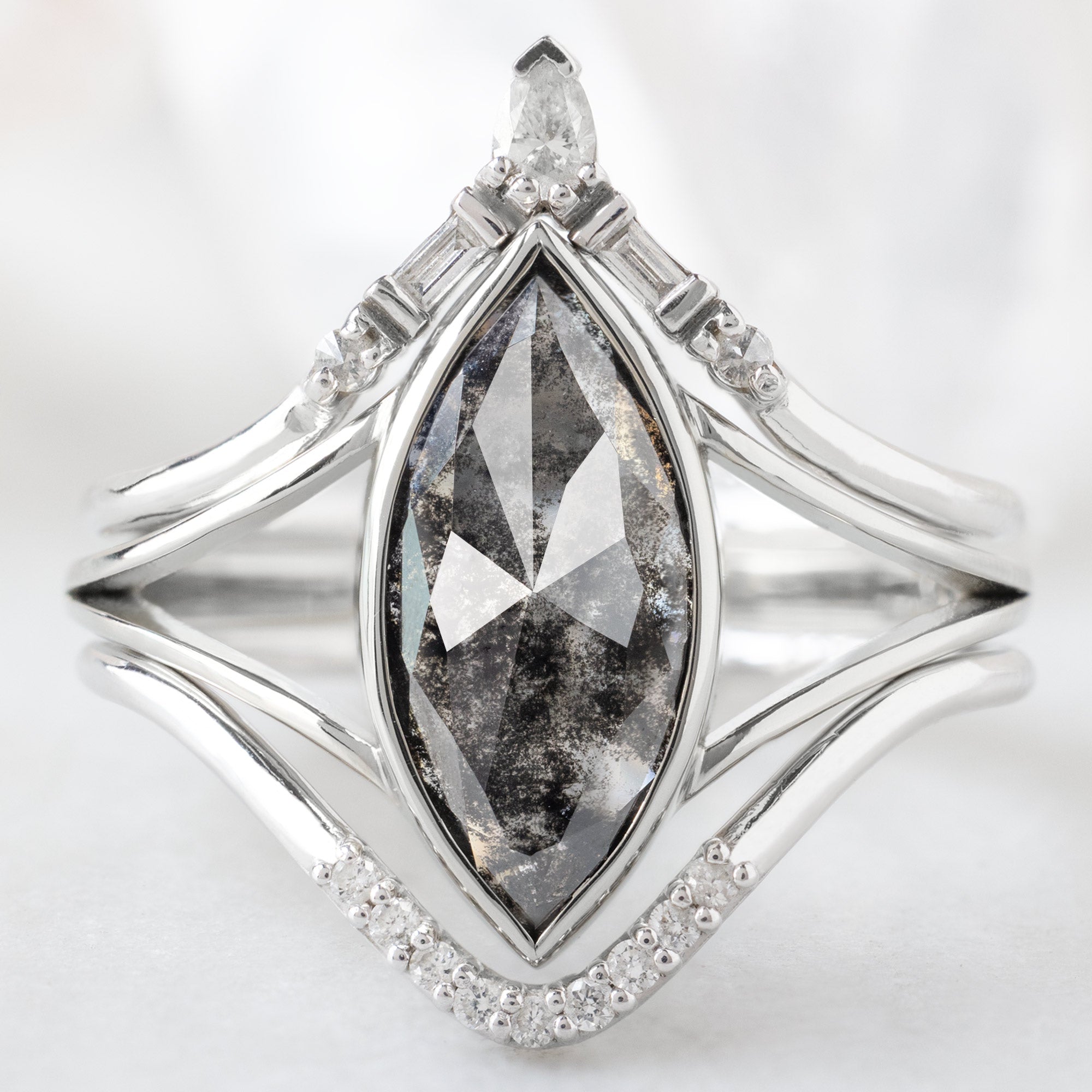 buy:white-diamond-tiara-stacking-band-14k-or-18k-yellow-gold,the-magnolia-ring-1-68ct-marquise-lab-grown-salt-and-pepper-diamond-in-14k-white-gold,white-diamond-pave-peak-stacking-band-14k-or-18k-yellow-gold