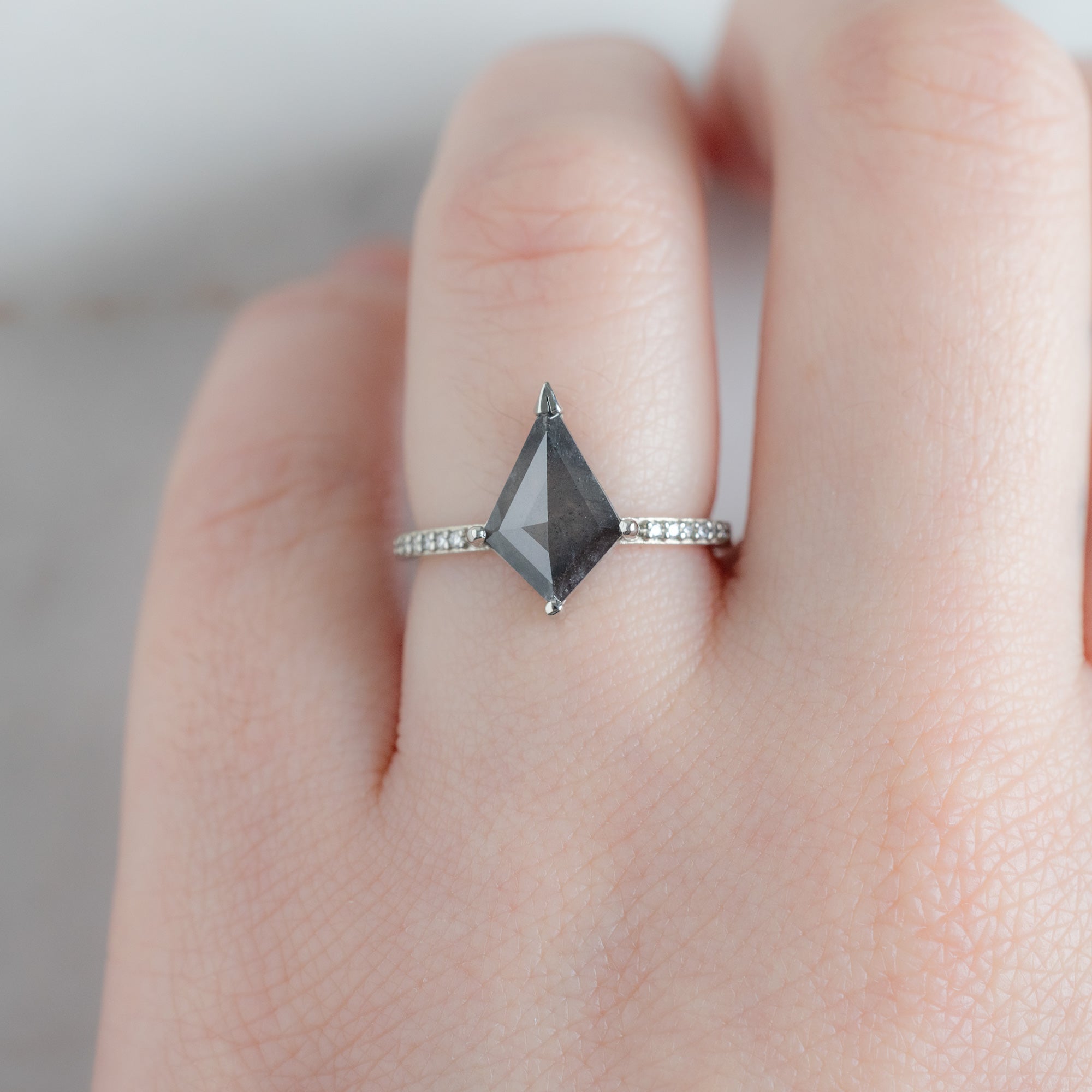 Alexis Russell  Engagement Rings The Willow Ring | 1.71ct Kite Black Diamond in 14K White Gold