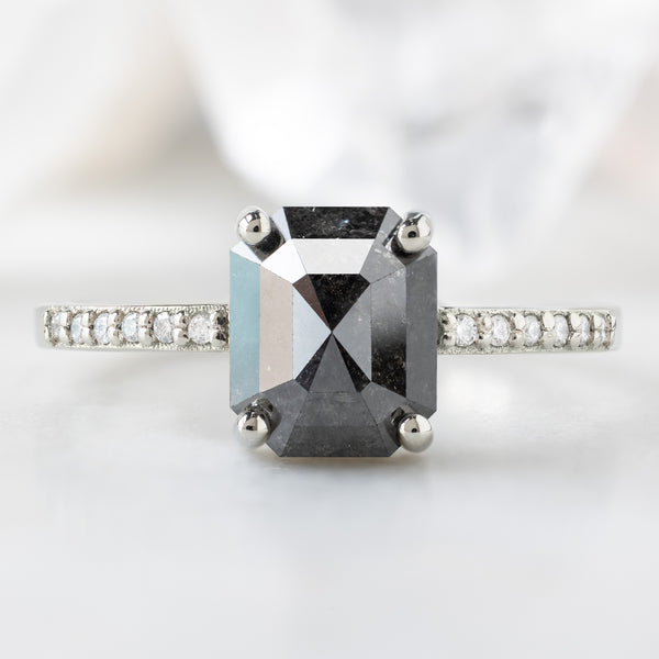 Alexis Russell  Engagement Rings The Willow Ring | 1.62ct Emerald Cut Black Diamond in 14K White Gold