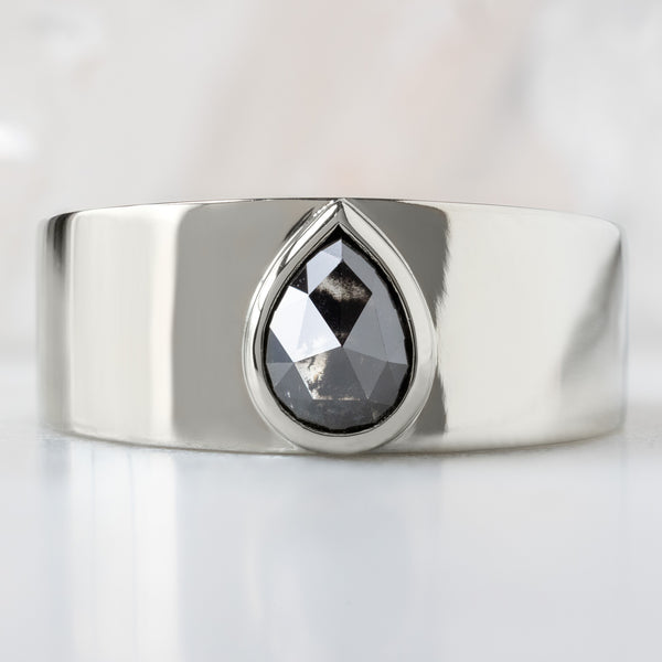 Alexis Russell  Engagement Rings The Cigar Ring | .90ct Pear Black Diamond in 14K White Gold