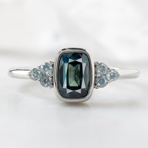 Alexis Russell  Engagement Rings The Ivy Ring | with a 1.24ct Cushion Cut Blue Sapphire in 14K White Gold
