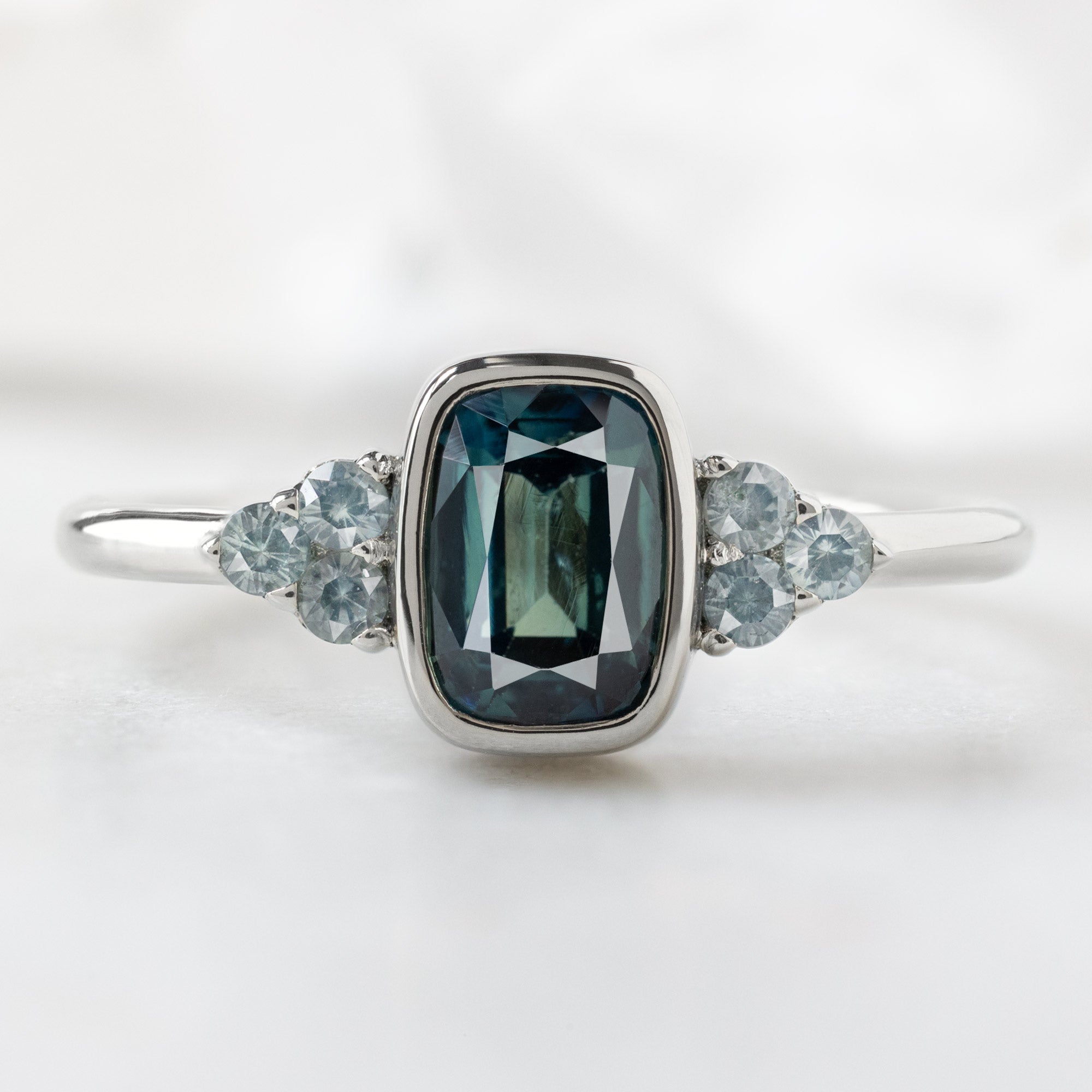 Alexis Russell  Engagement Rings The Ivy Ring | with a 1.24ct Cushion Cut Blue Sapphire in 14K White Gold