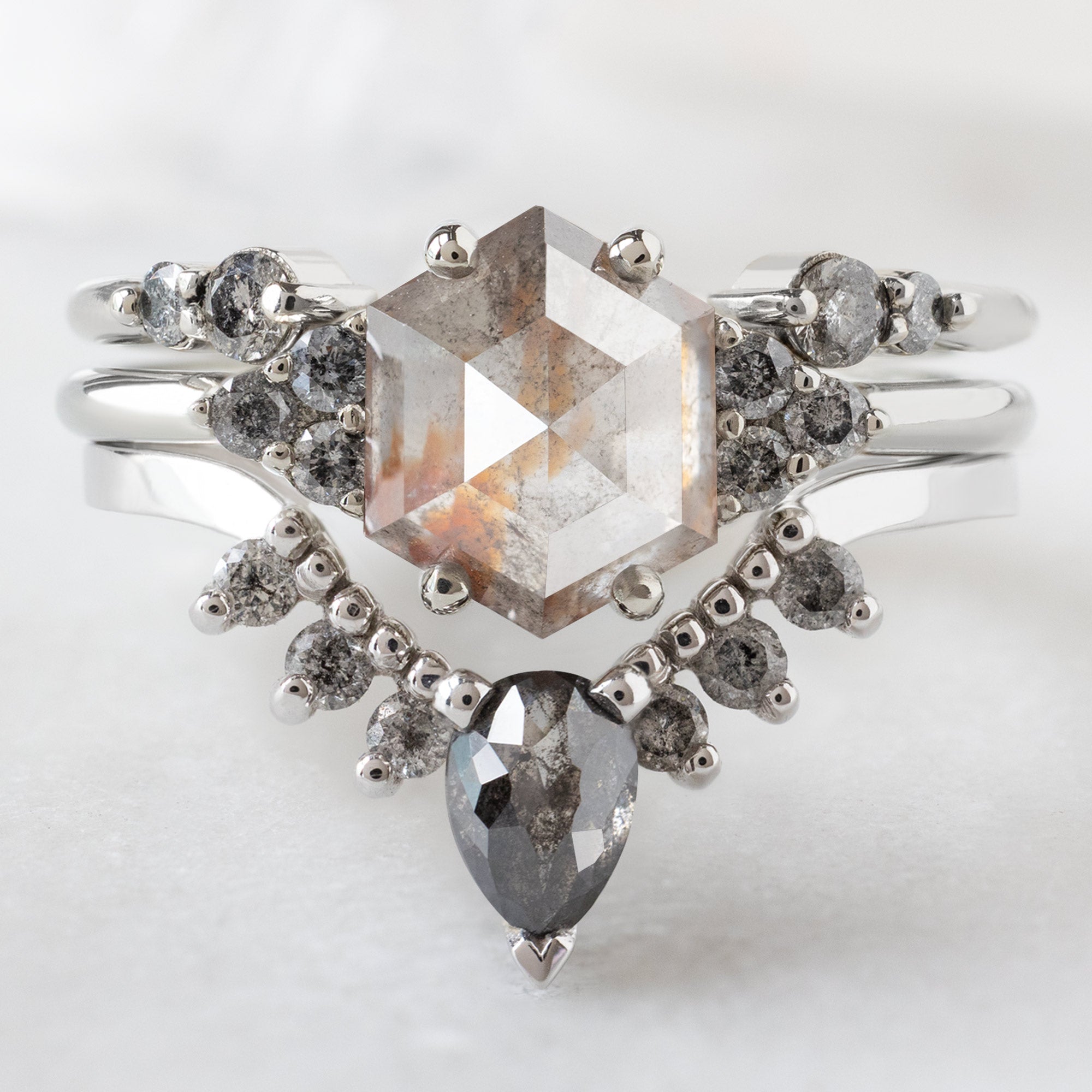 buy:the-luxe-open-cuff-salt-and-pepper-round-diamond-stacking-band-yellow-rose-or-white-gold,the-ivy-ring-1-8ct-hexagon-red-diamond-in-14k-white-gold,black-and-salt-and-pepper-diamond-sunburst-stacking-band-14k-gold