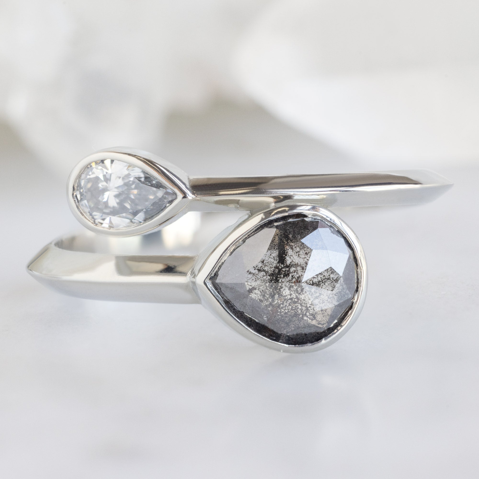 Alexis Russell  Engagement Rings The Wrap Ring | with a .71ct Pear Black Diamond in 14K White Gold