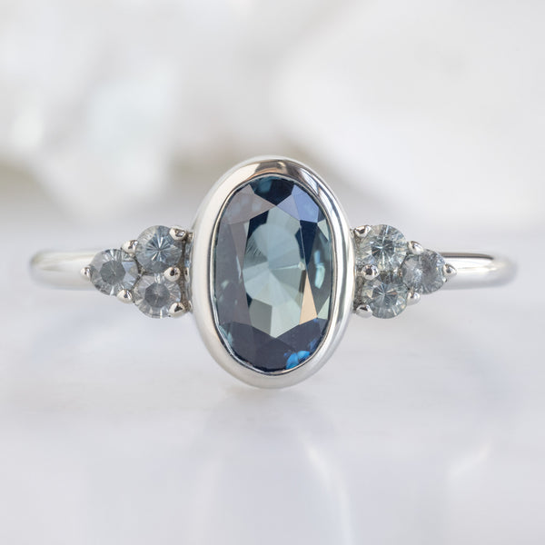 Alexis Russell  Engagement Rings The Ivy Ring | with a 1.58ct Oval Blue Sapphire in 14K White Gold