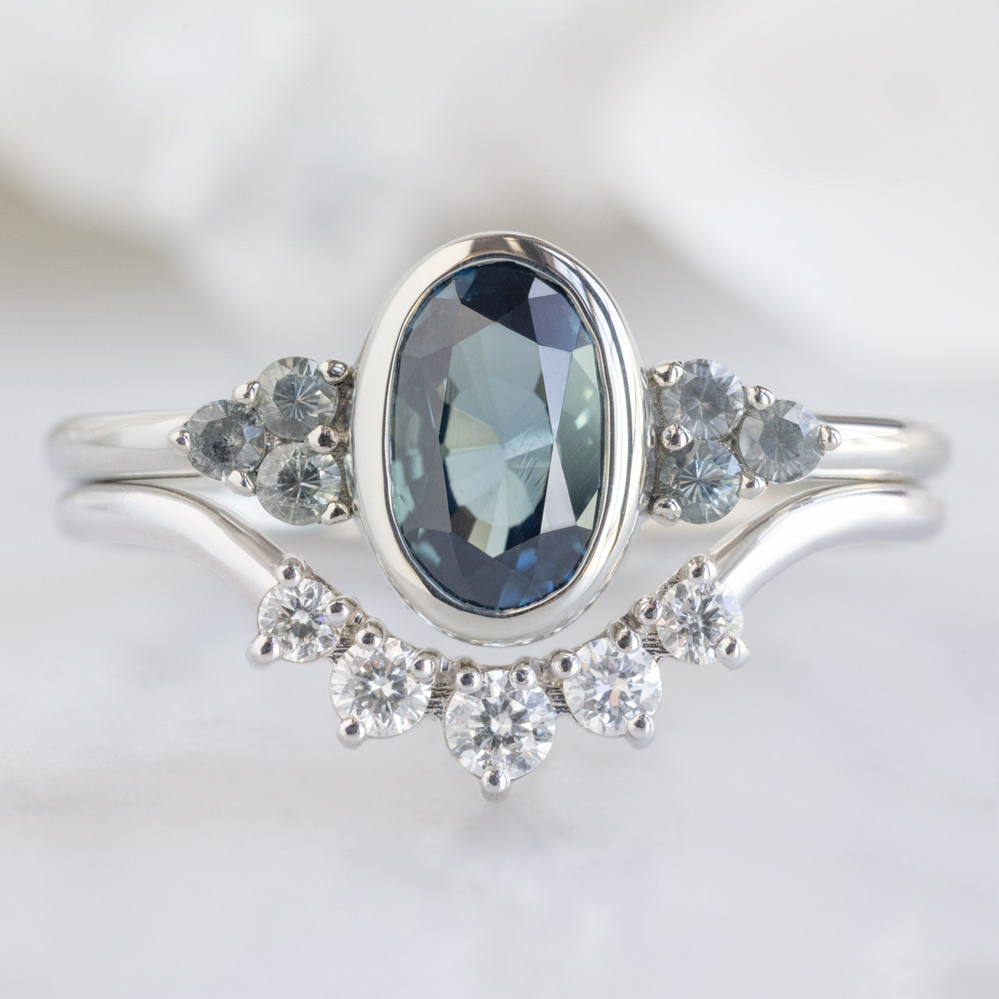 Alexis Russell  Engagement Rings The Ivy Ring | with a 1.58ct Oval Blue Sapphire in 14K White Gold