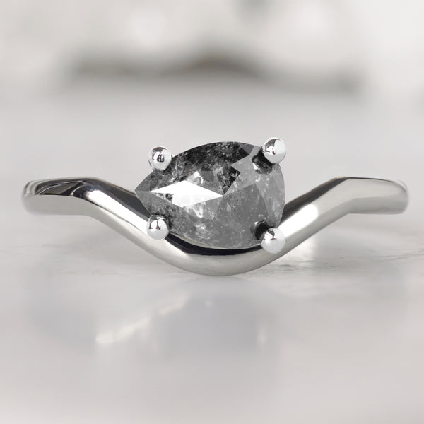 Alexis Russell  Engagement Rings The Wave Ring | with a .98ct Pear Black Diamond in 14K White Gold