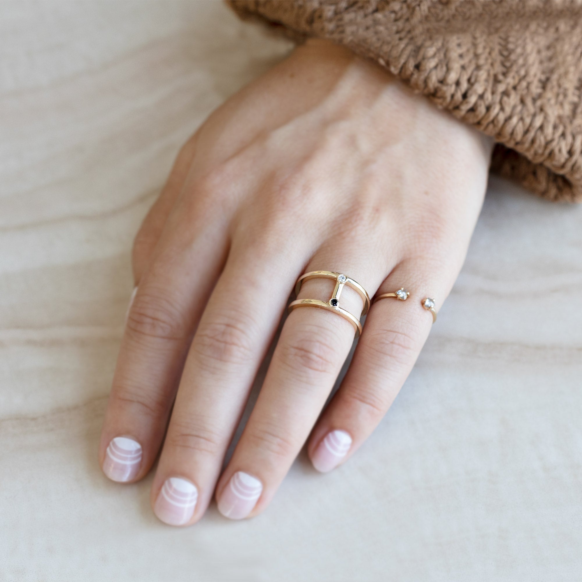 The Duality Diamond Cage Ring | Yellow, Rose or White Gold