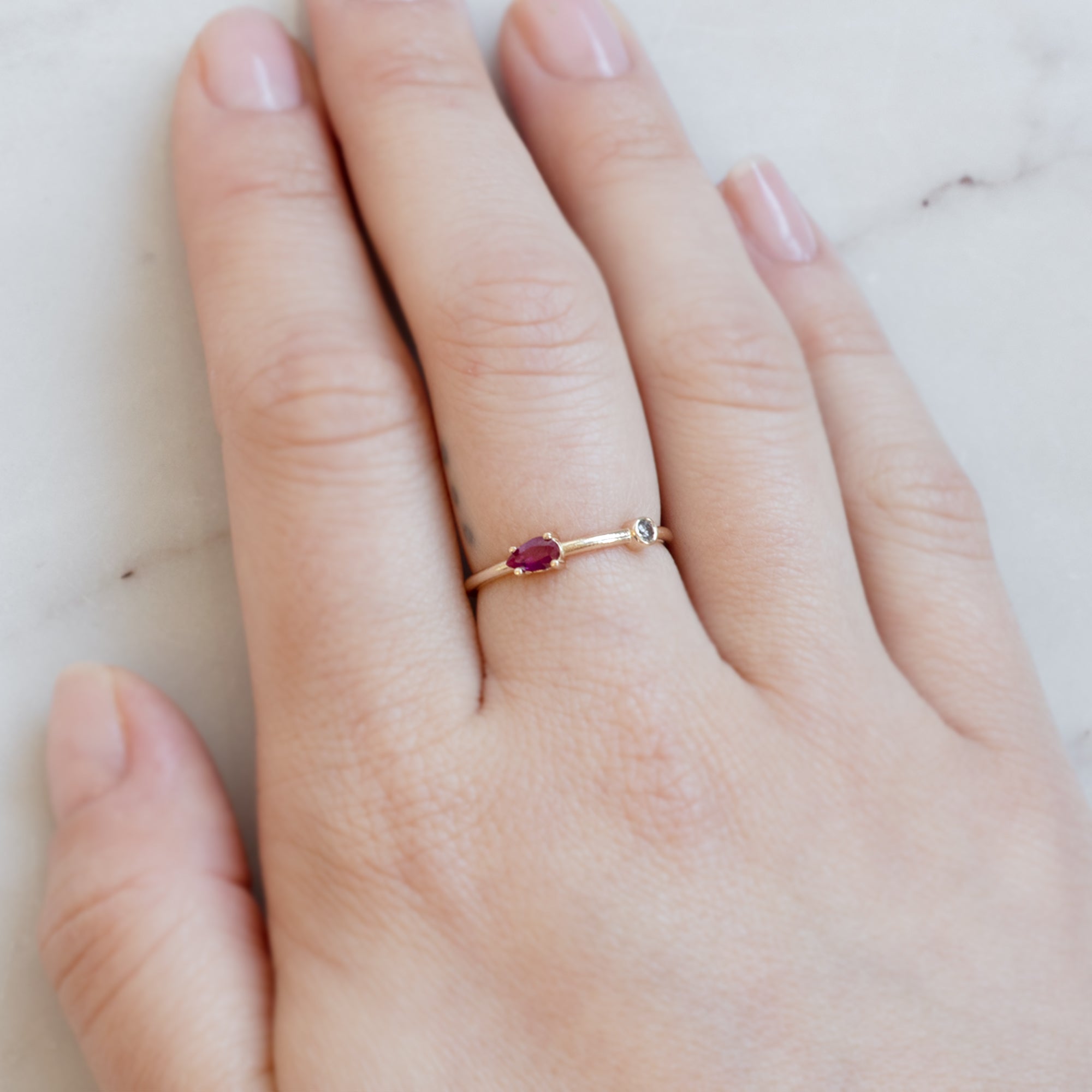 The Ruby + Diamond Horizon Ring | Yellow Gold