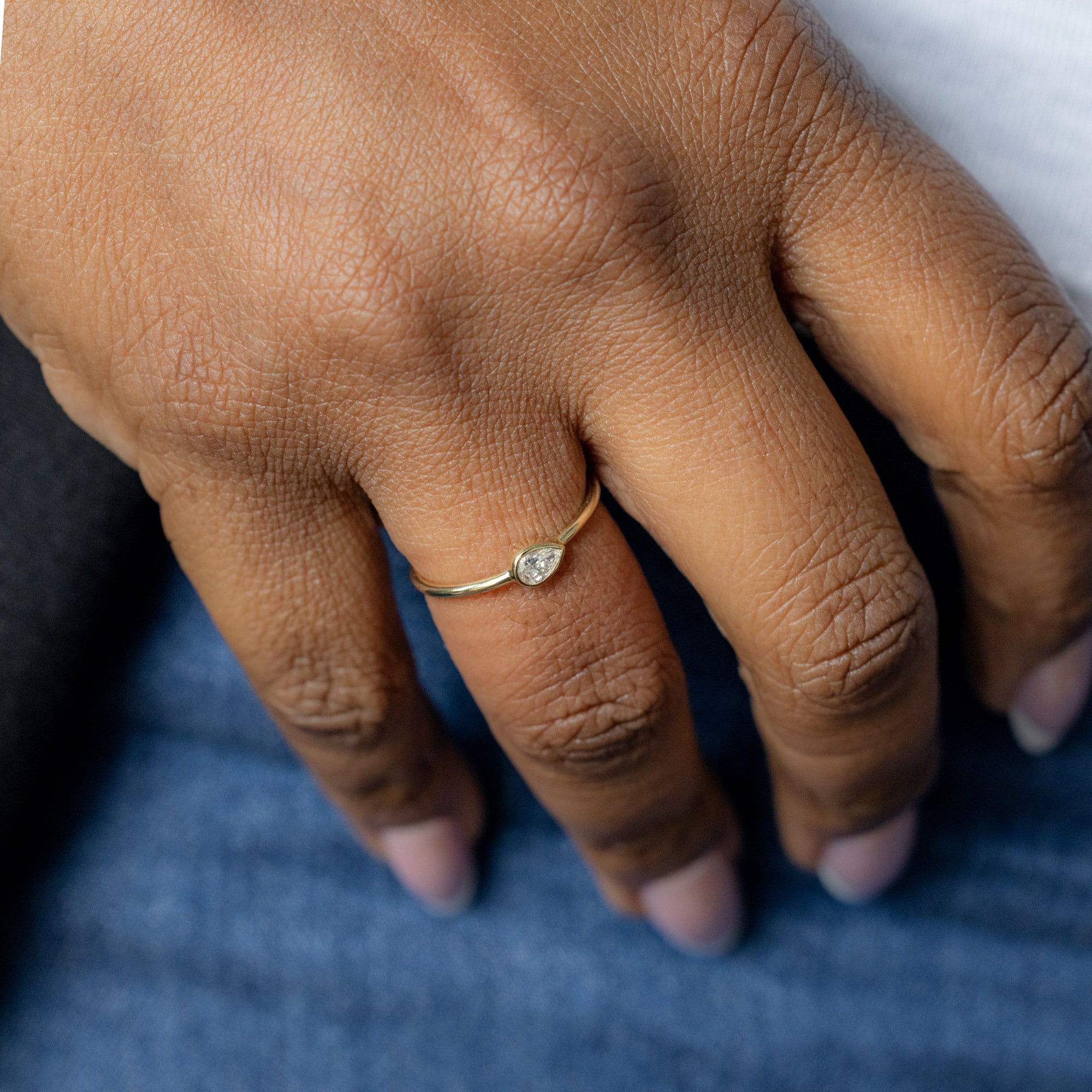 Pear Diamond Stacking Ring | Yellow Gold