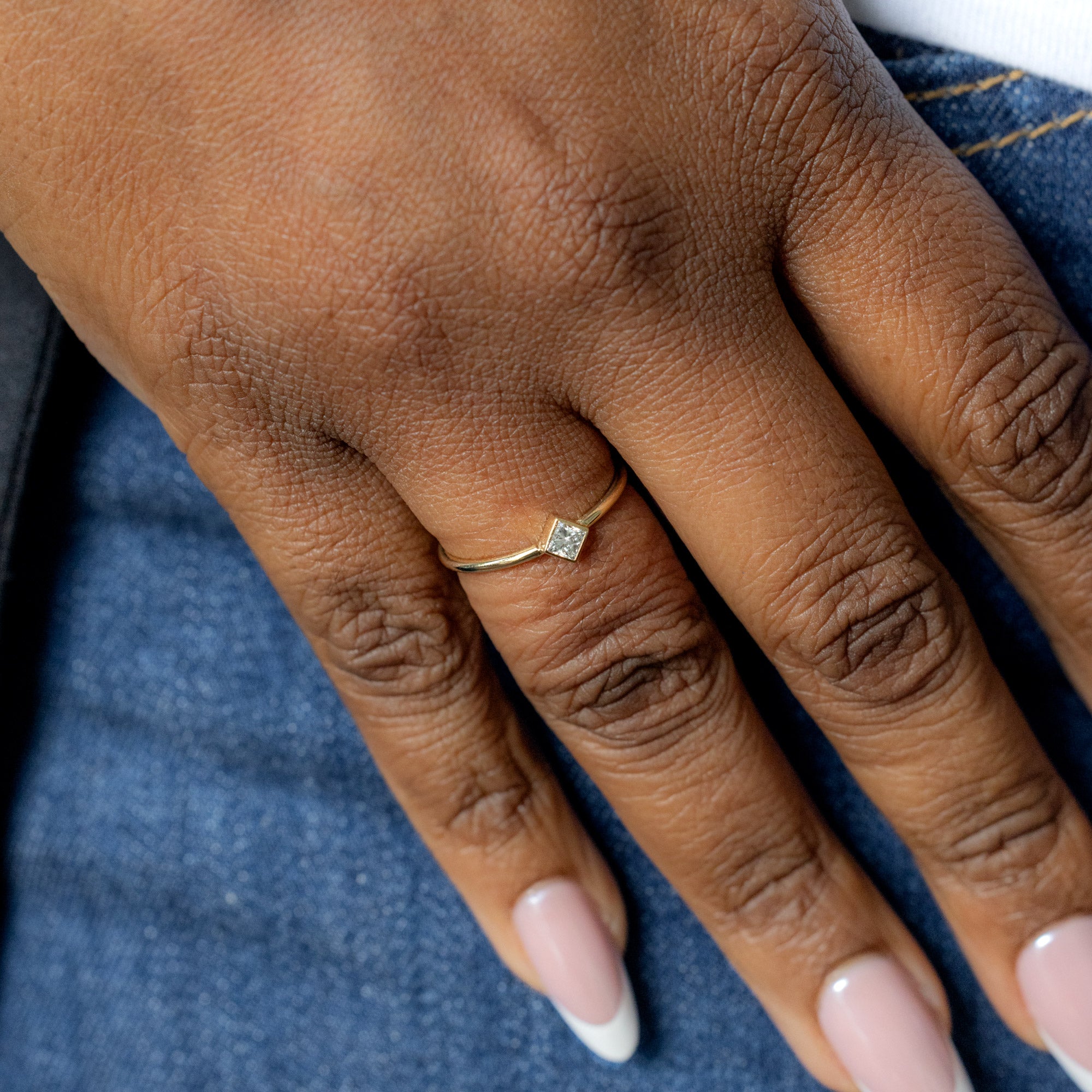 Geometric Diamond Stacking Ring | Yellow Gold