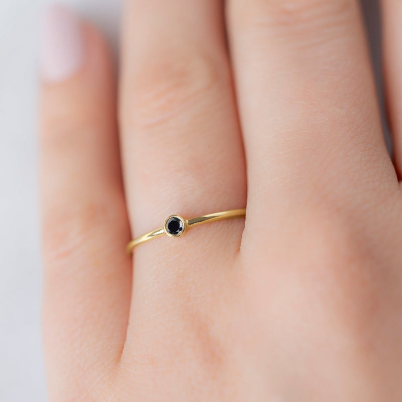 Small black diamond ring on sale