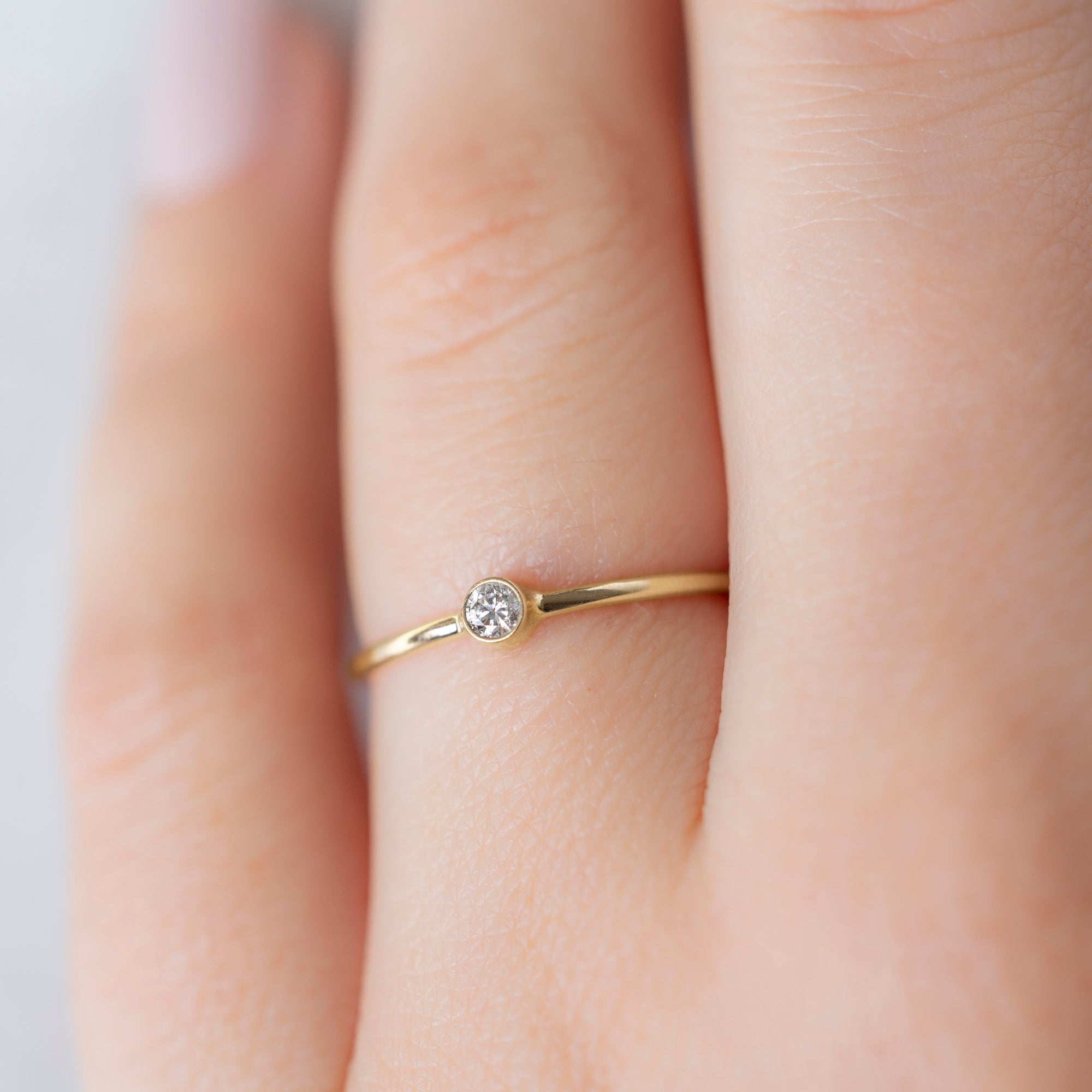 The Teensy Custom White Diamond Stacking Ring | Yellow, Rose or White Gold