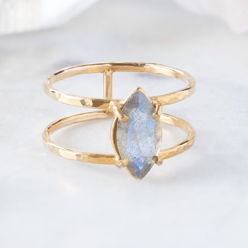The Labradorite Cage Ring | 14K Yellow Gold – Alexis Russell