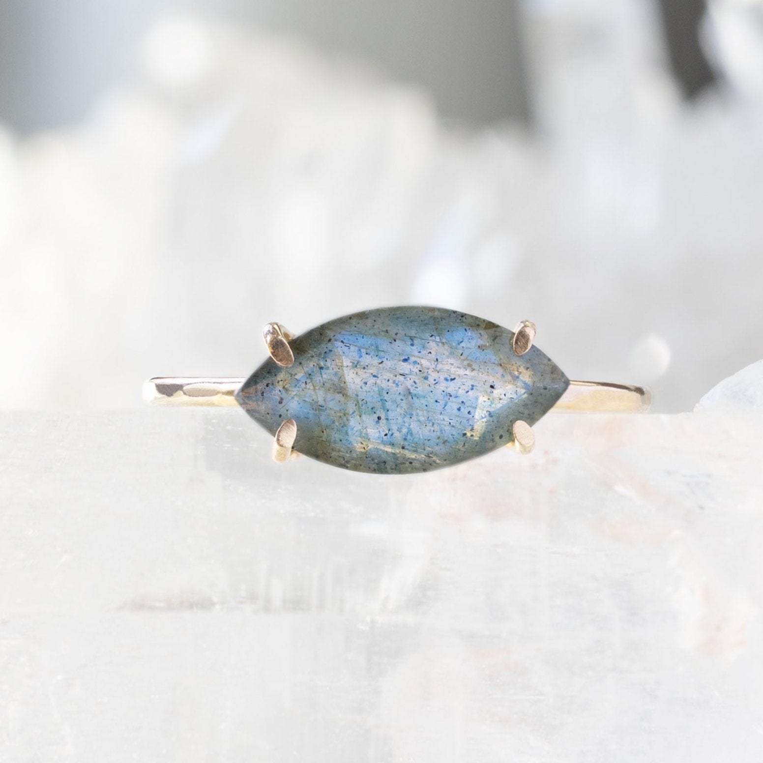 The Labradorite Marquise Ring | Yellow, Rose or Sterling Silver