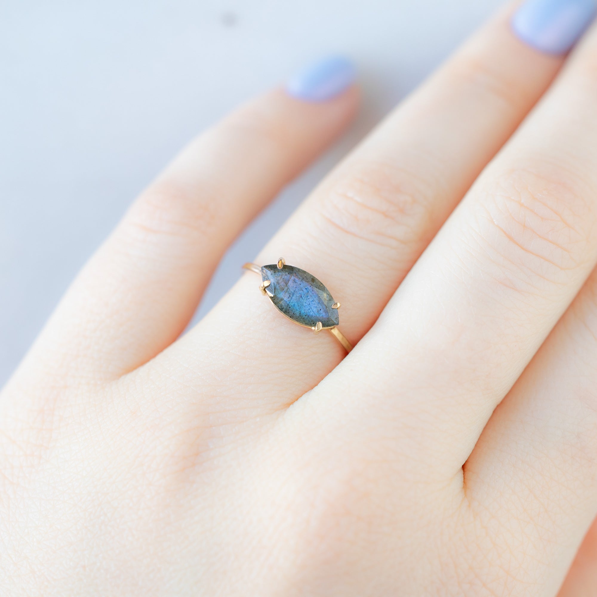 The Labradorite Marquise Ring | Yellow, Rose or Sterling Silver