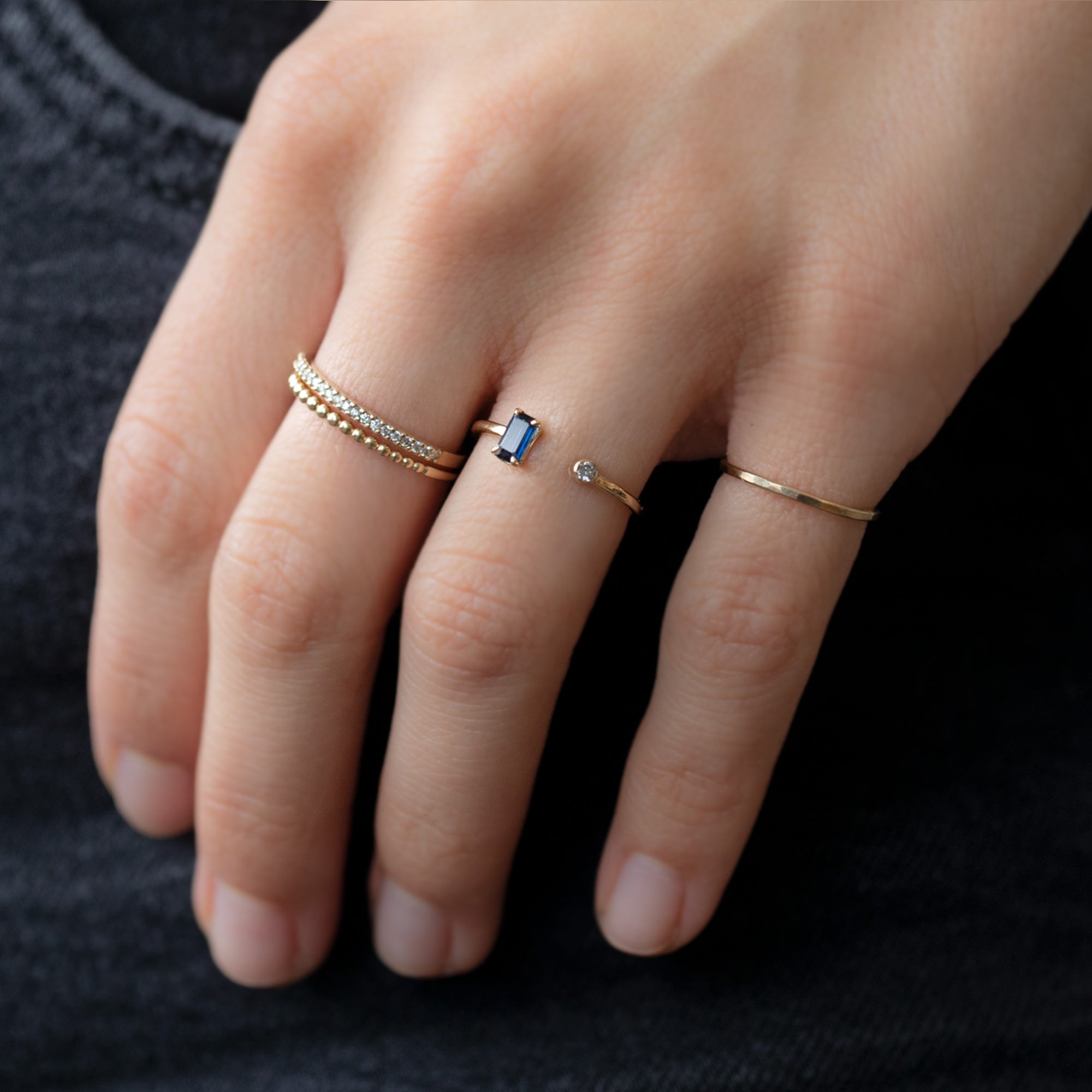 The Open Cuff Sapphire + Diamond Ring | Yellow, Rose or White Gold
