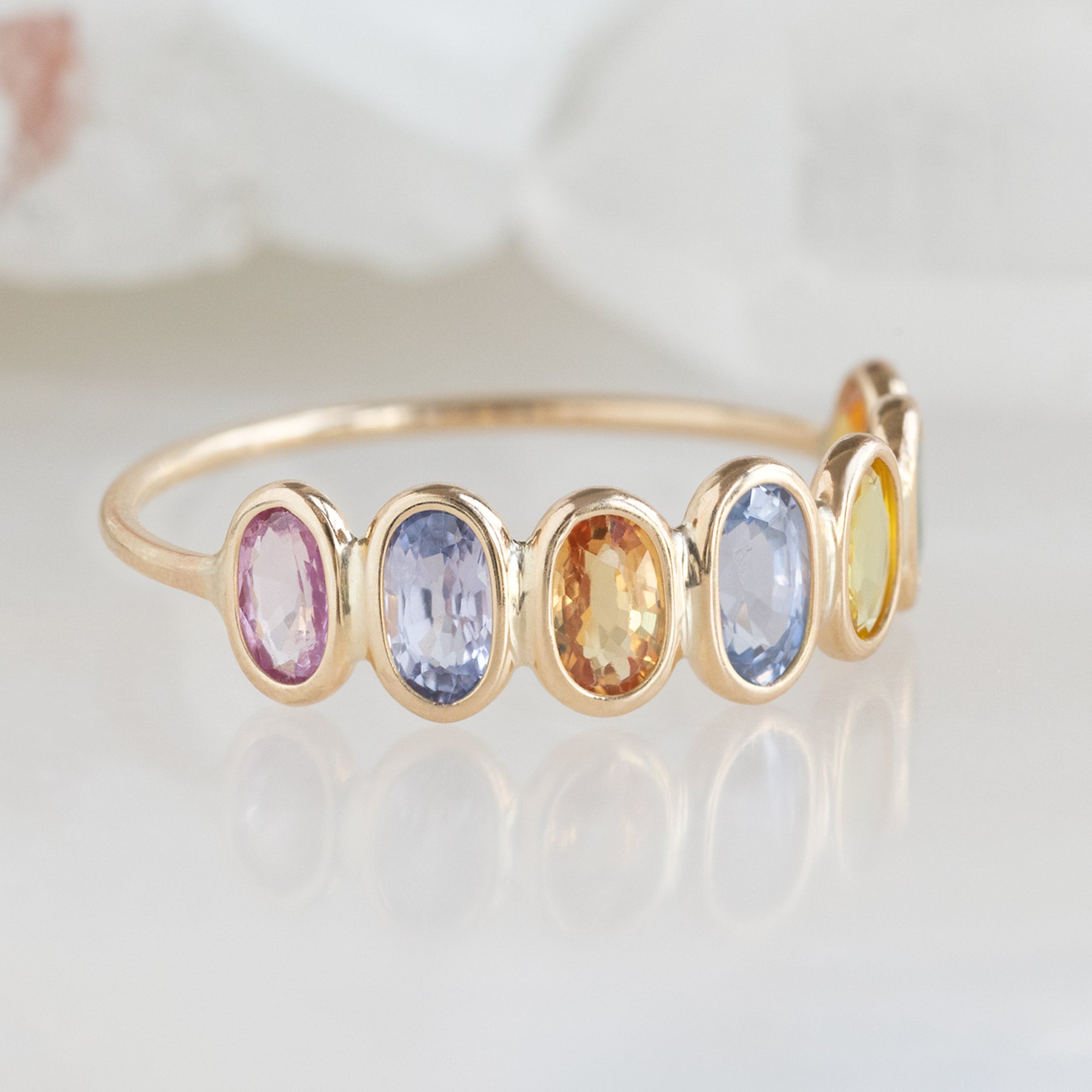 The Pastel Rainbow Gemstone Eternity Ring | Yellow Gold