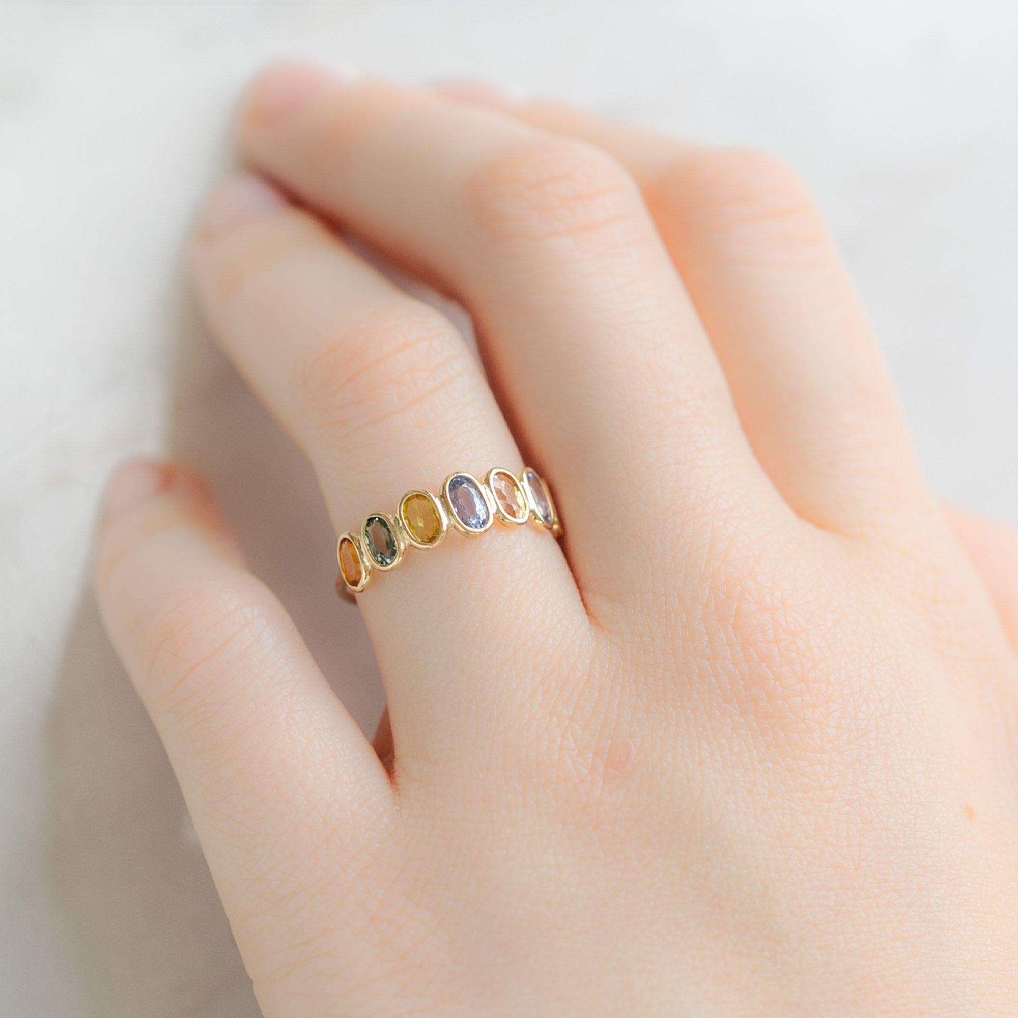 The Pastel Rainbow Gemstone Eternity Ring | Yellow Gold