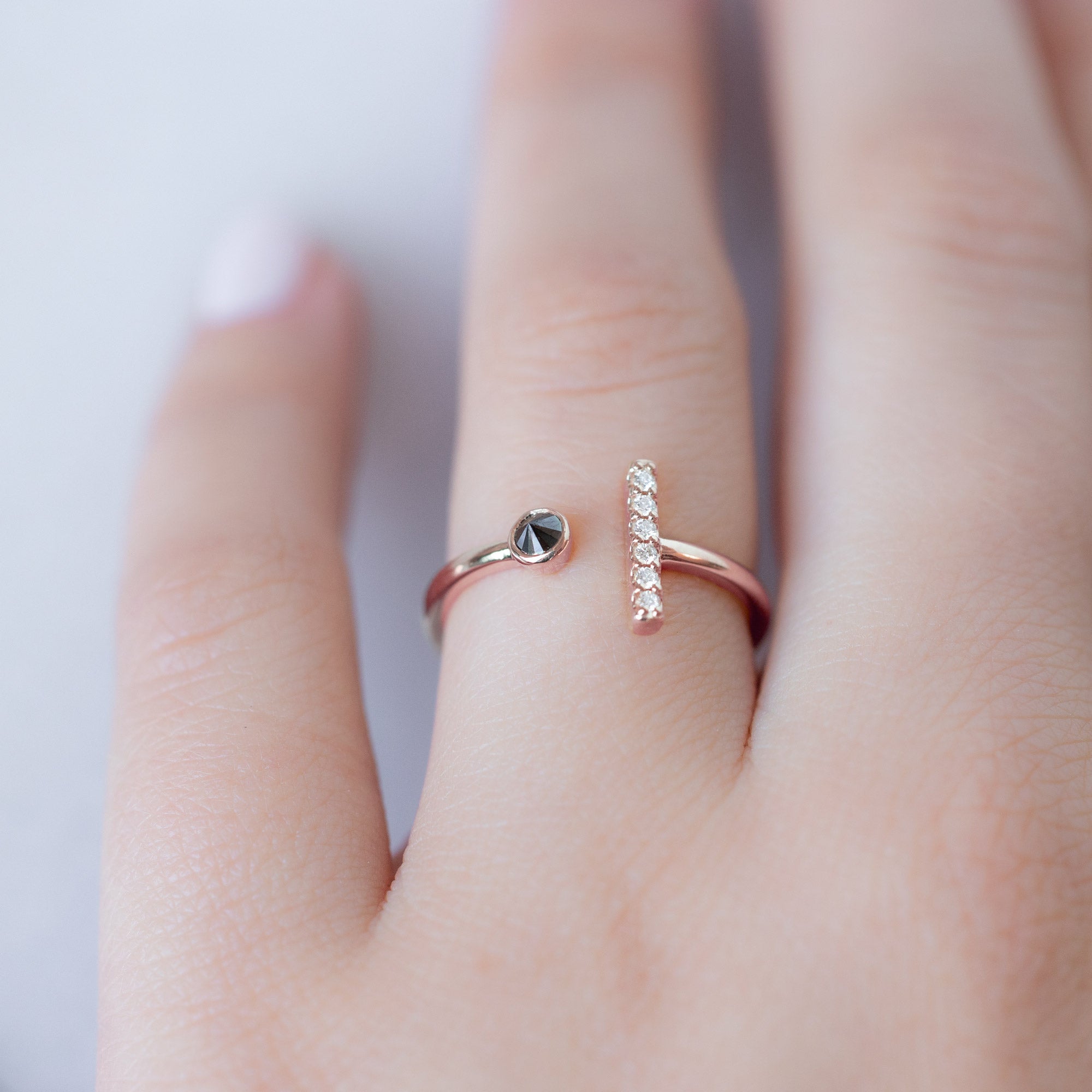 The Black + White Diamond Linea Ring | Yellow, Rose or White Gold