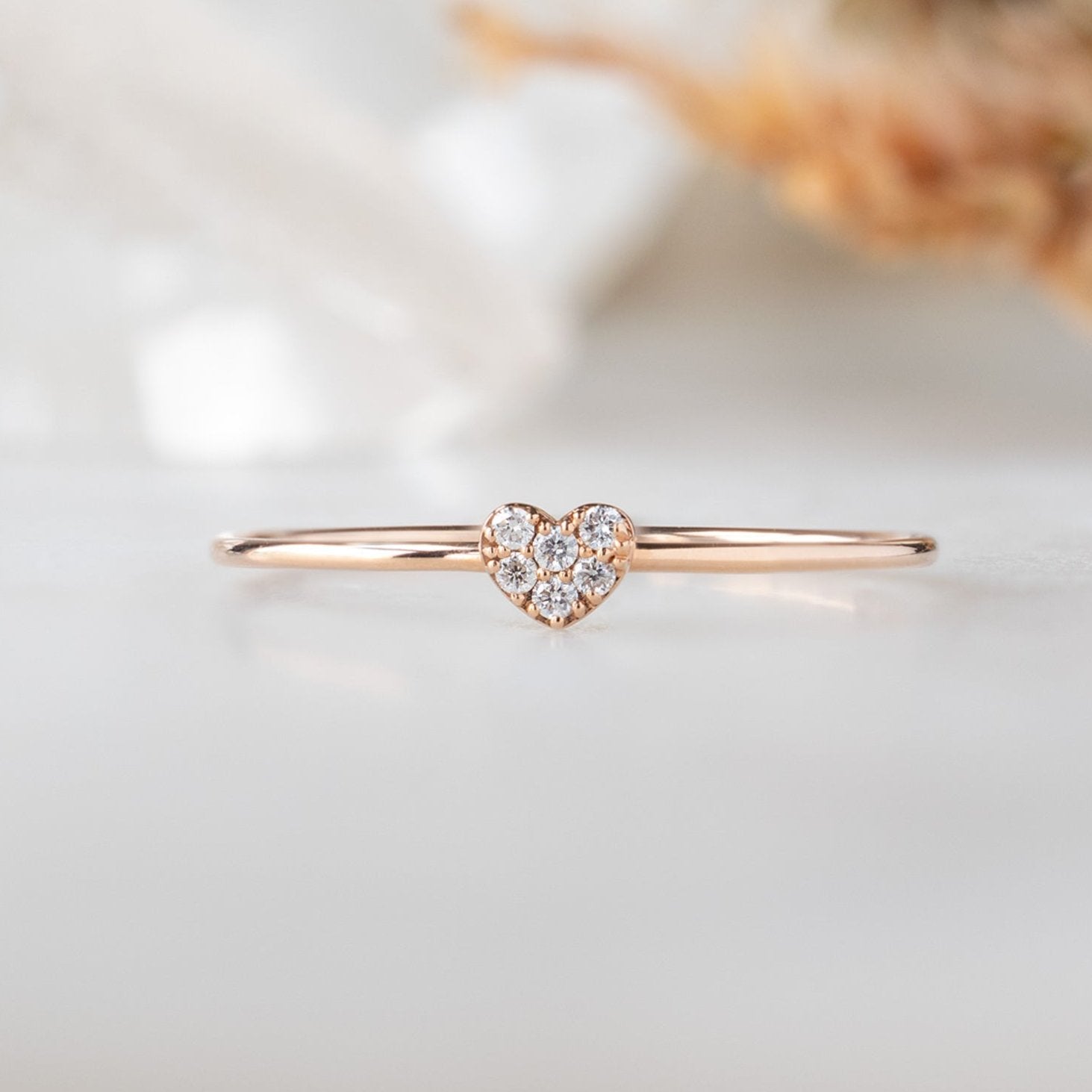 The Sweetheart White Diamond Pavé Ring | Yellow, Rose or White Gold