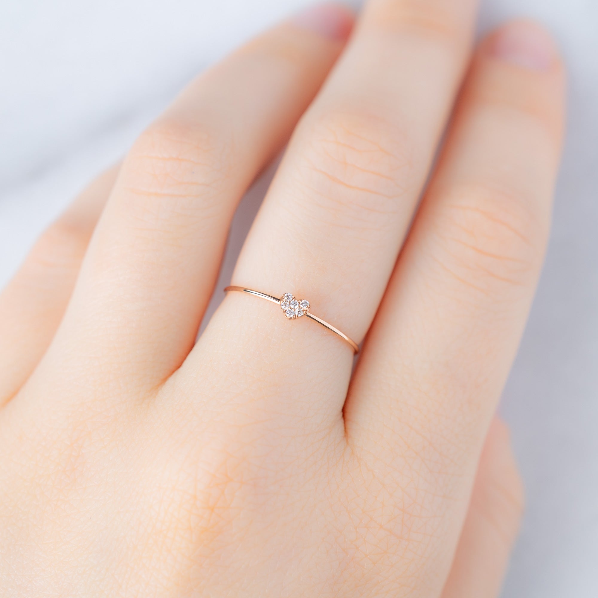 The Sweetheart White Diamond Pavé Ring | Yellow, Rose or White Gold