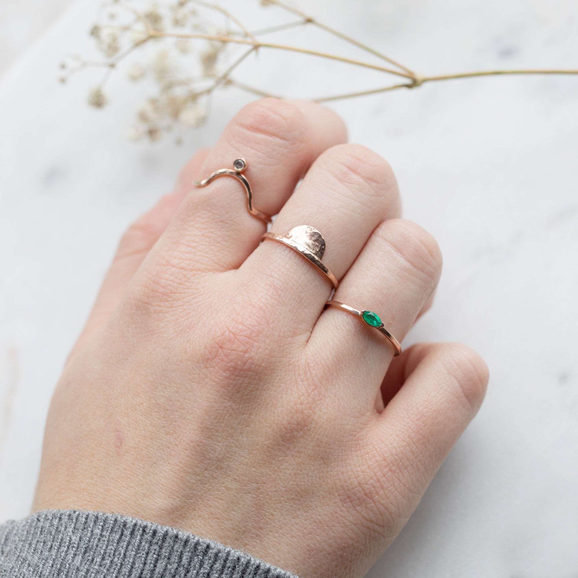 The Teensy Emerald Ring | Yellow, Rose or White Gold