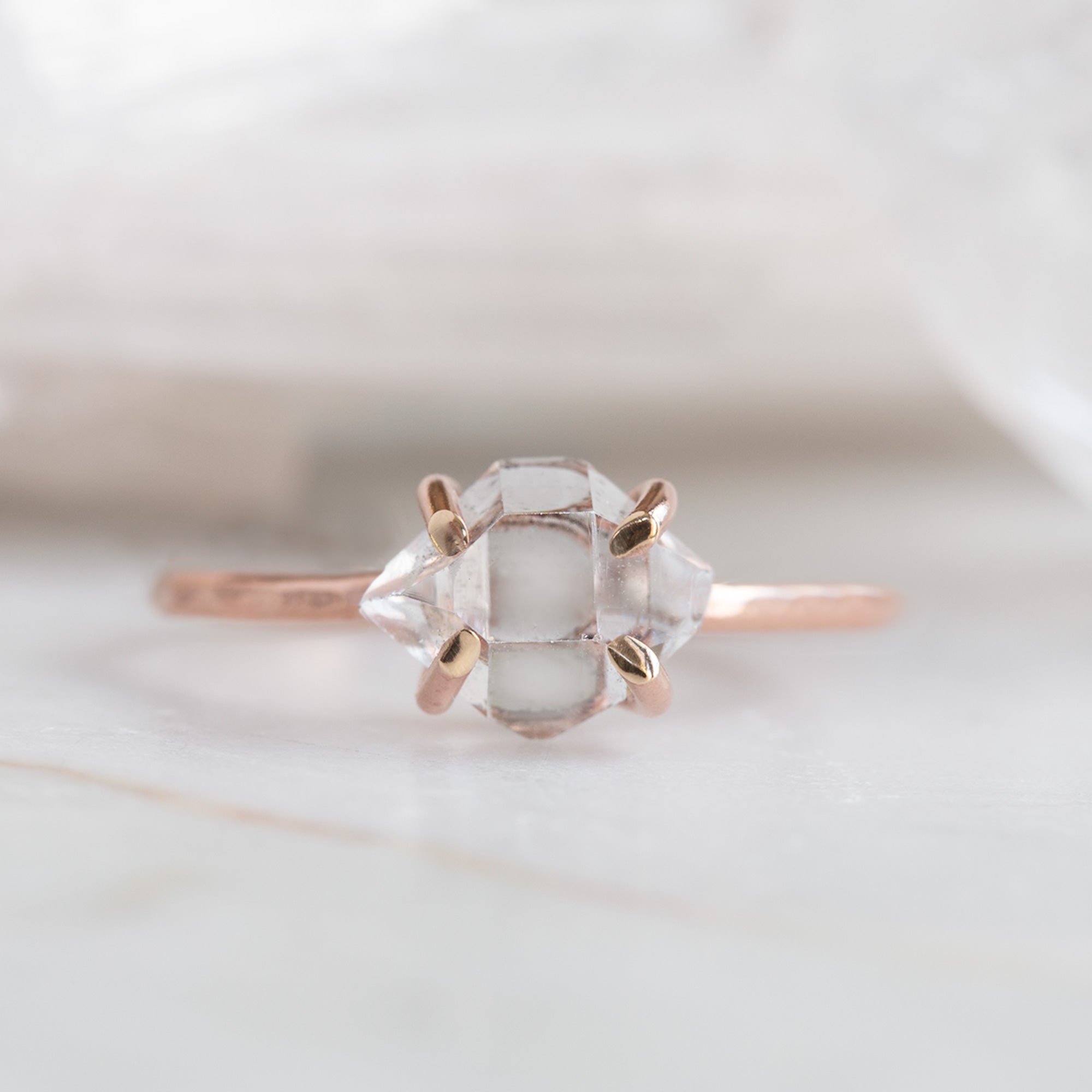 The Herkimer Diamond Ring | Yellow, Rose or Sterling Silver