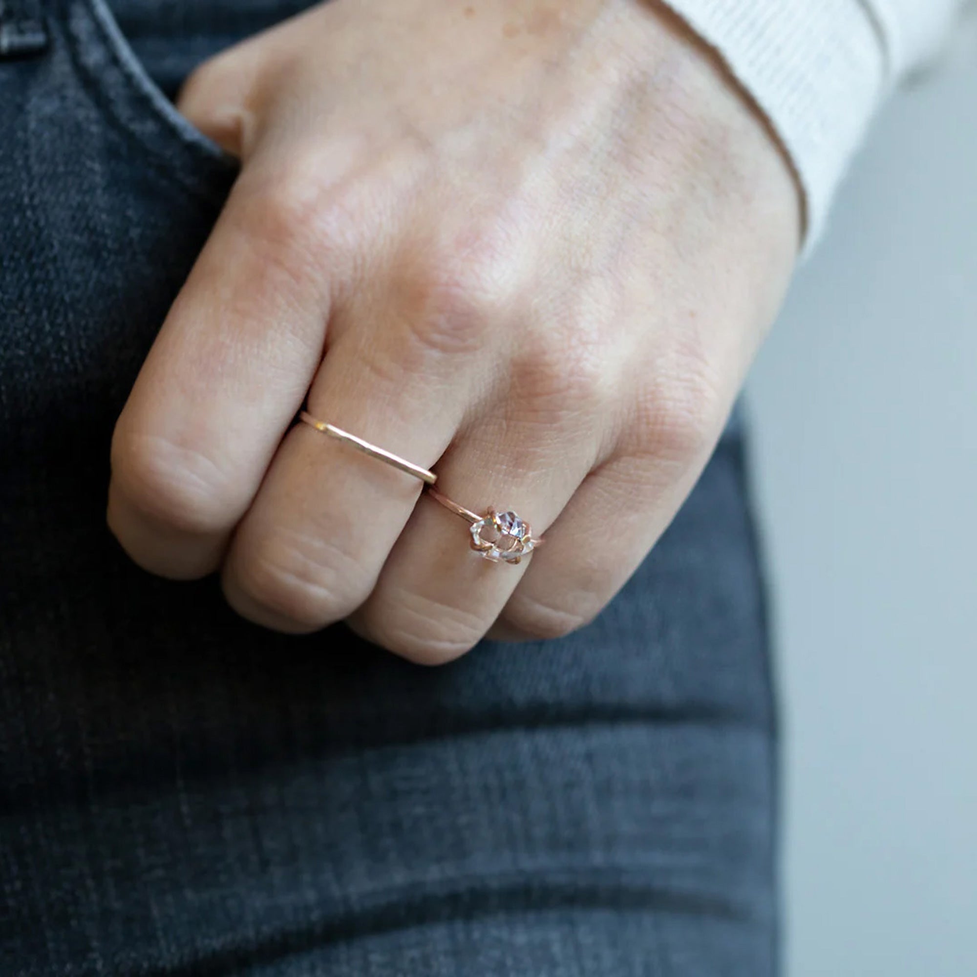 The Herkimer Diamond Ring | Yellow, Rose or Sterling Silver