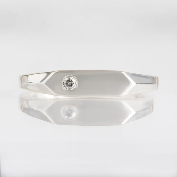 The Salt and Pepper Diamond Signet Ring | Sterling Silver