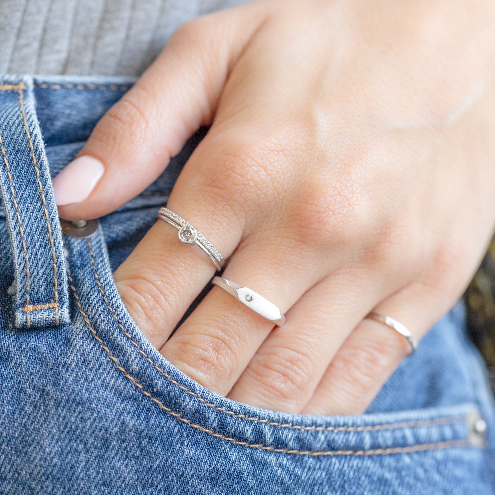 The Salt and Pepper Diamond Signet Ring | Sterling Silver