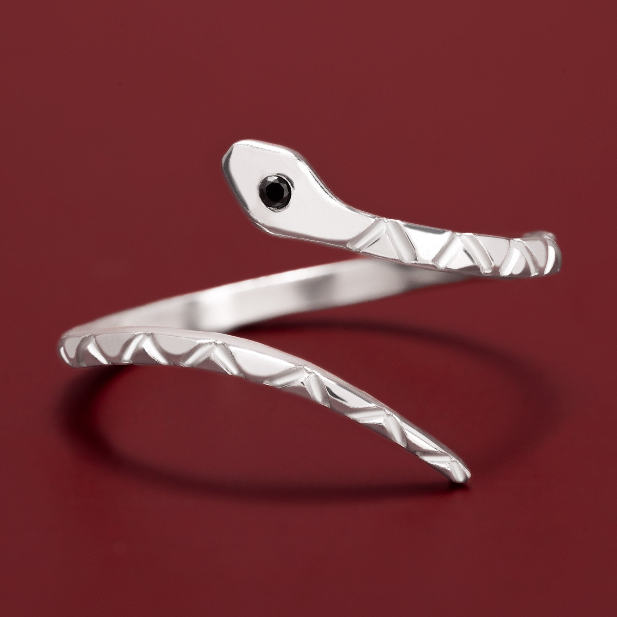 The Black Diamond Serpent Ring | Sterling Silver