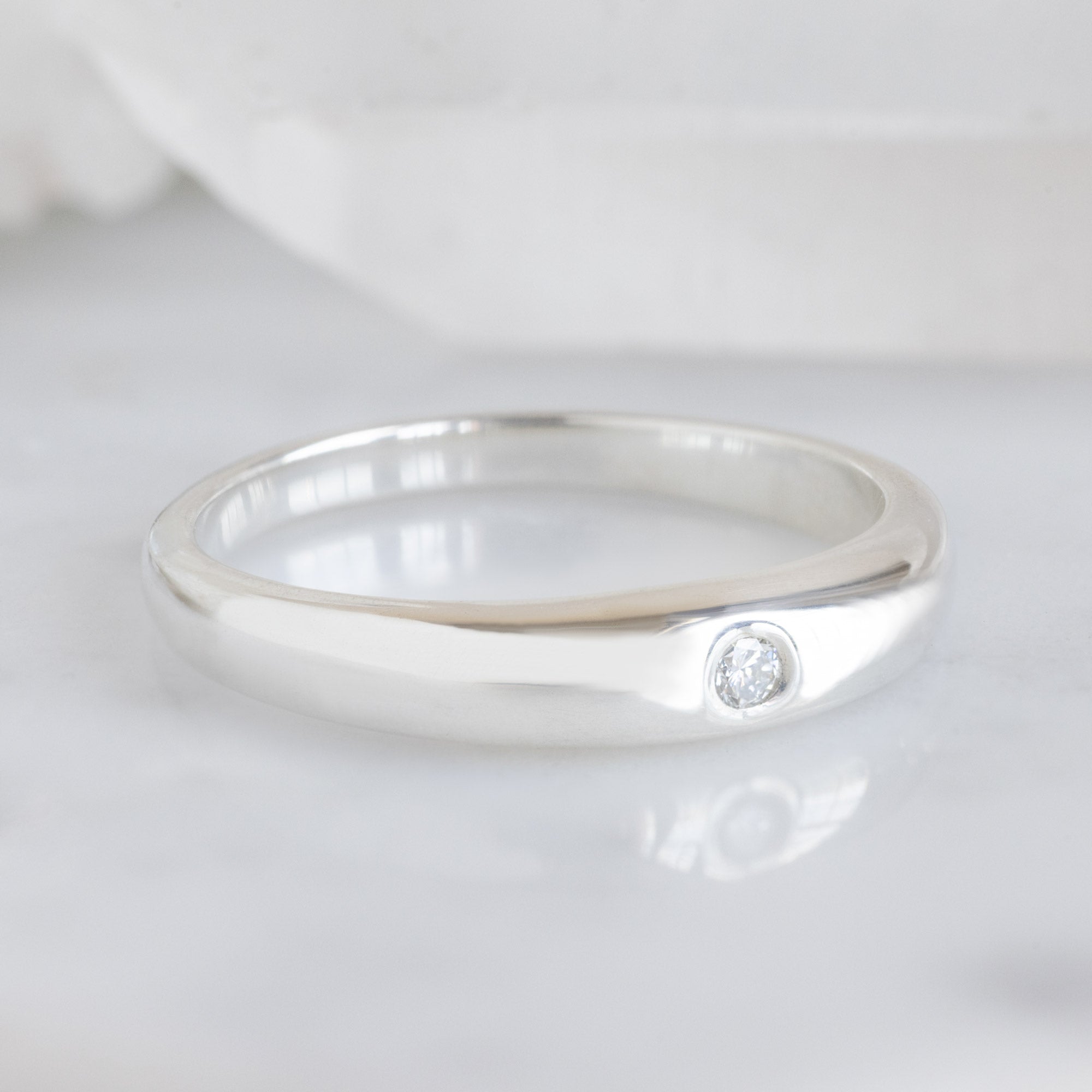 Alexis Russell  Rings Diamond Domed Stacking Ring | Sterling Silver